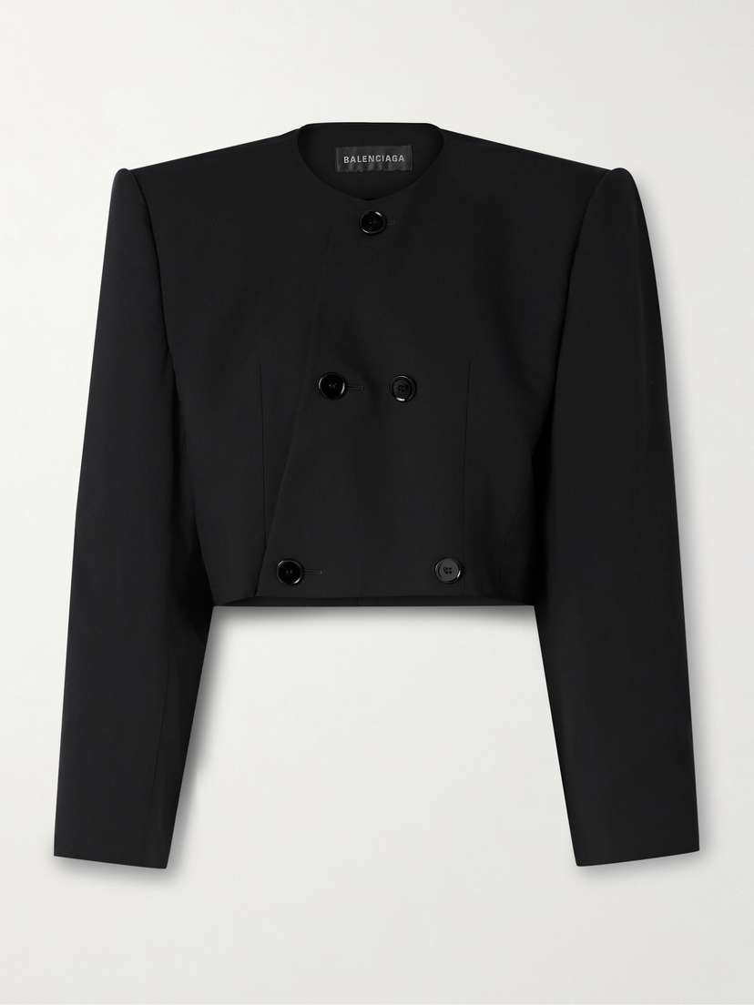 Balenciaga Spencer Cropped Asymmetric Double-breasted Wool Jacket