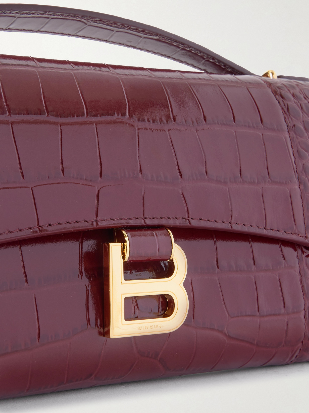 Hourglass Croc-Effect Shoulder Bag