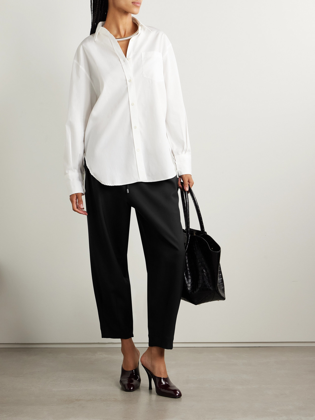 Maria Mcmanus Pleated Wool-blend Tapered Pants In Black