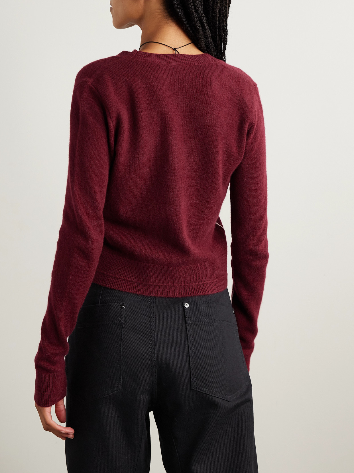 Maria Mcmanus Shrunken Wool And Cashmere-blend Cardigan In Red