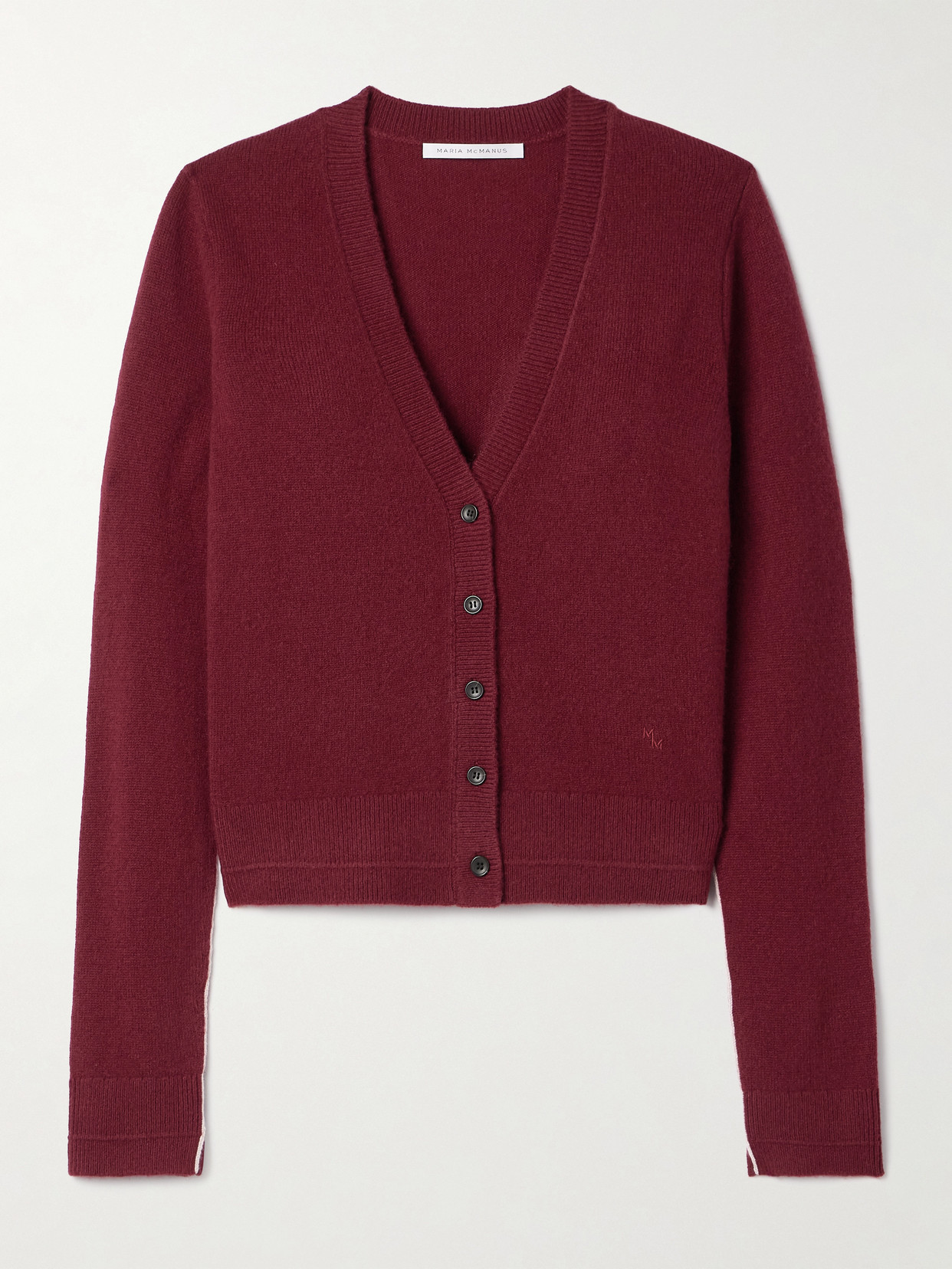 Maria Mcmanus Shrunken Wool And Cashmere-blend Cardigan In Red