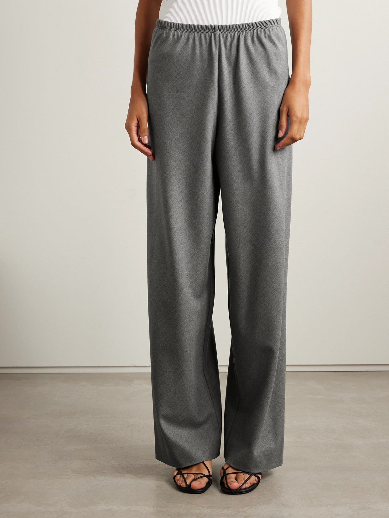 Maria Mcmanus Wool-blend Flannel Wide-leg Pants In Gray