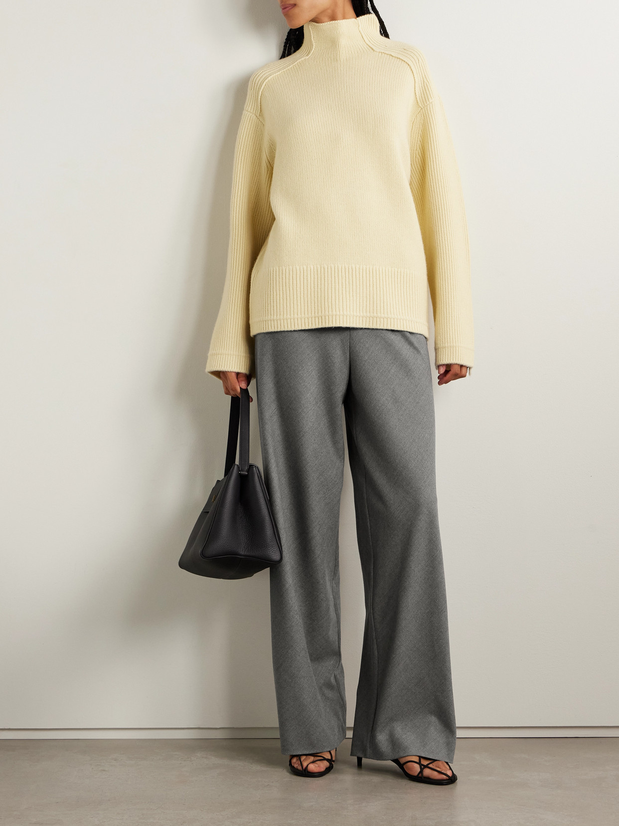 Maria Mcmanus Wool-blend Flannel Wide-leg Pants In Gray