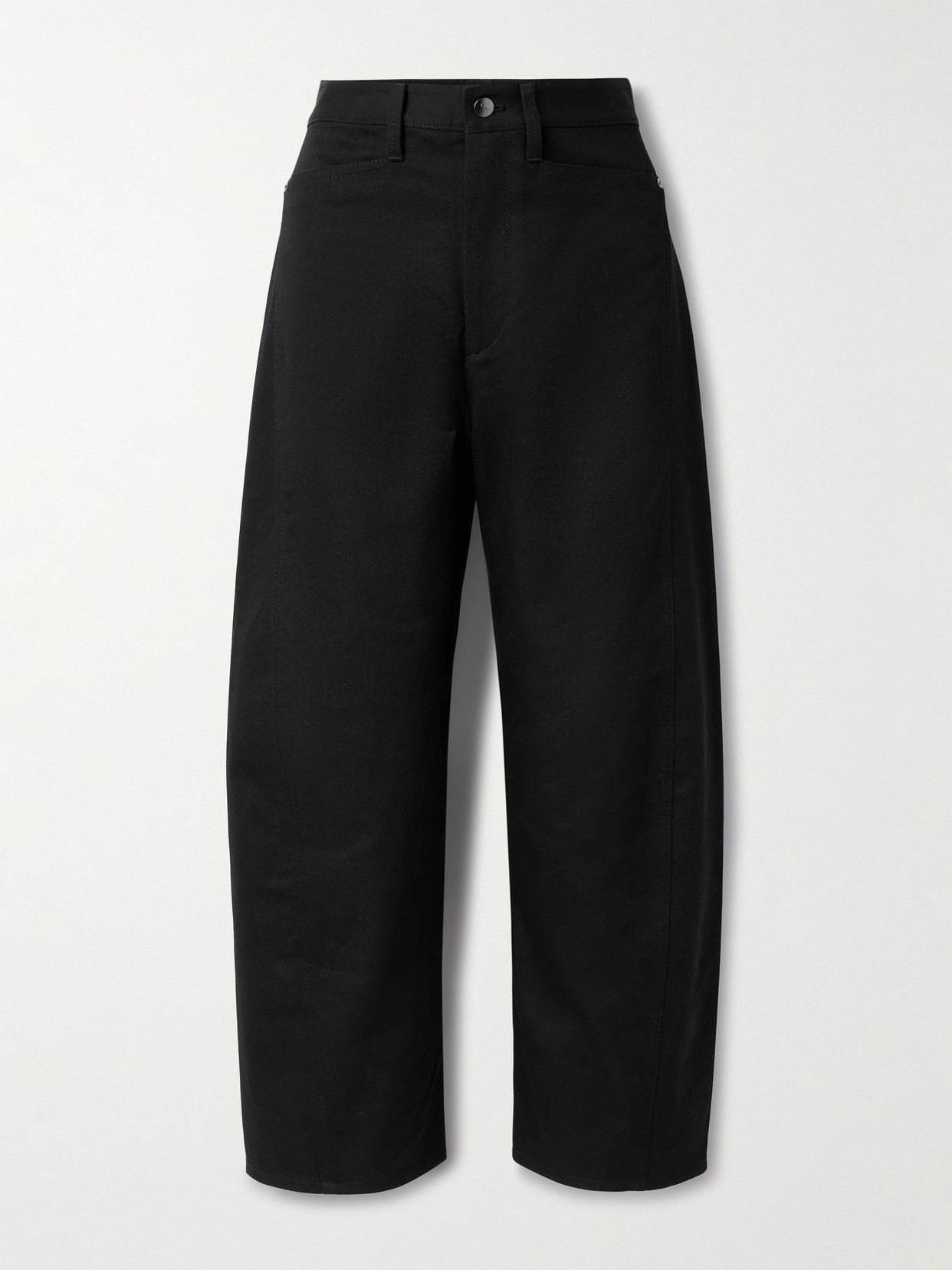 Maria Mcmanus Bow High-rise Barrel-leg Organic Jeans In Black