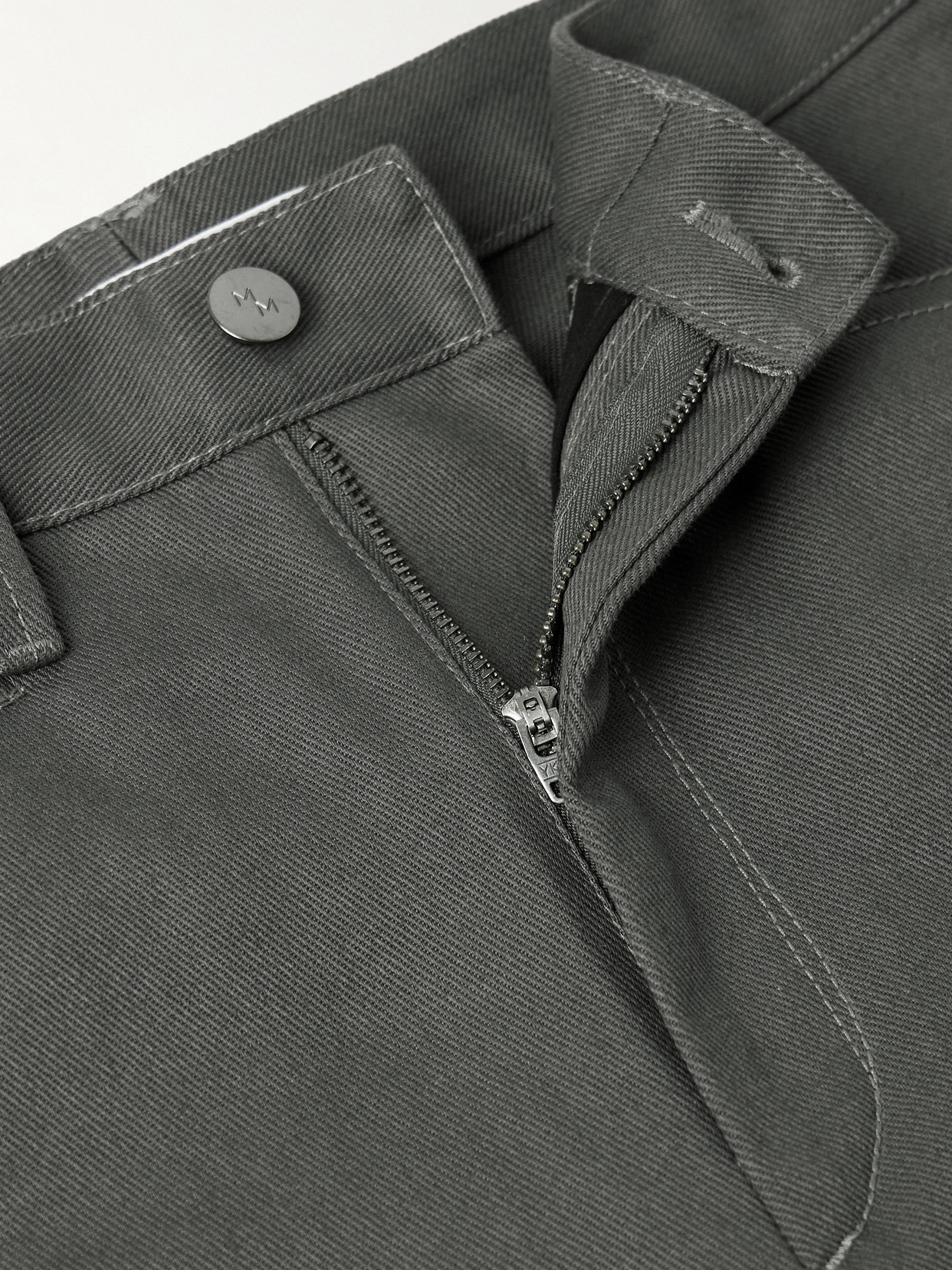 Maria Mcmanus Bow High-rise Barrel-leg Organic Jeans In Gray
