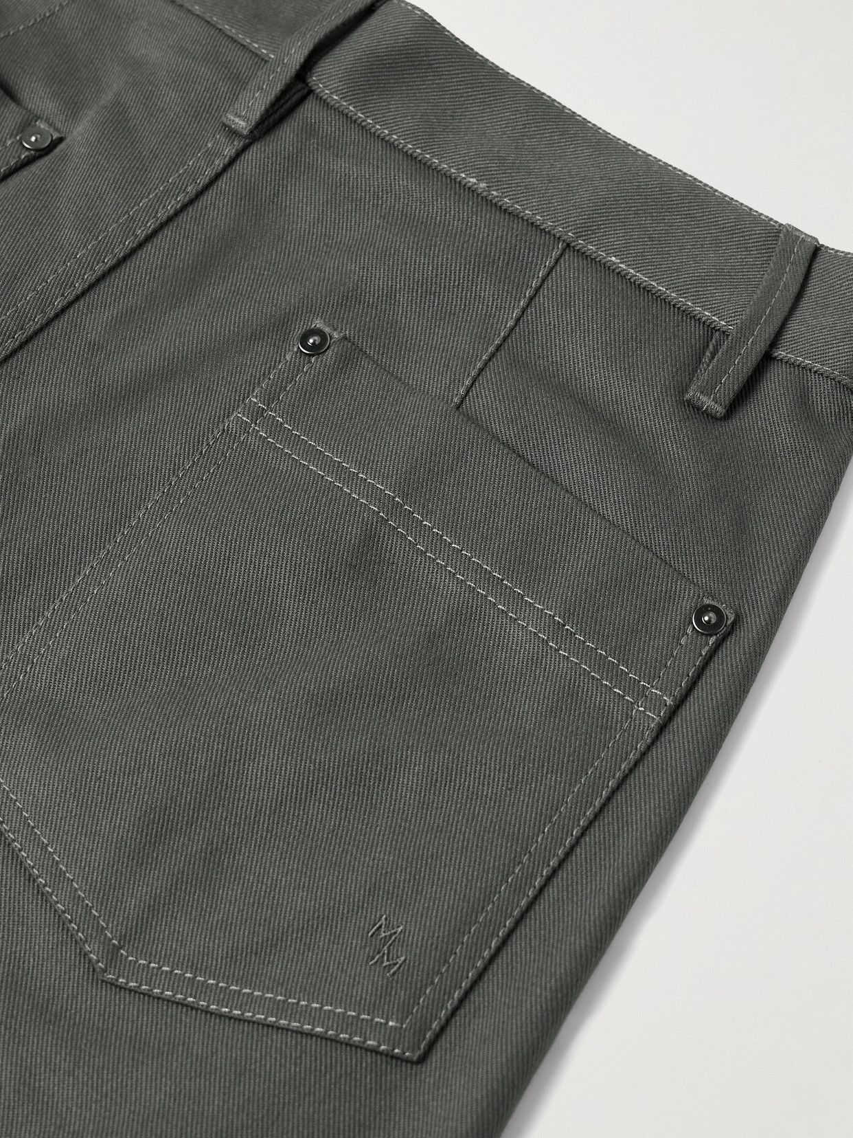 Maria Mcmanus Bow High-rise Barrel-leg Organic Jeans In Gray
