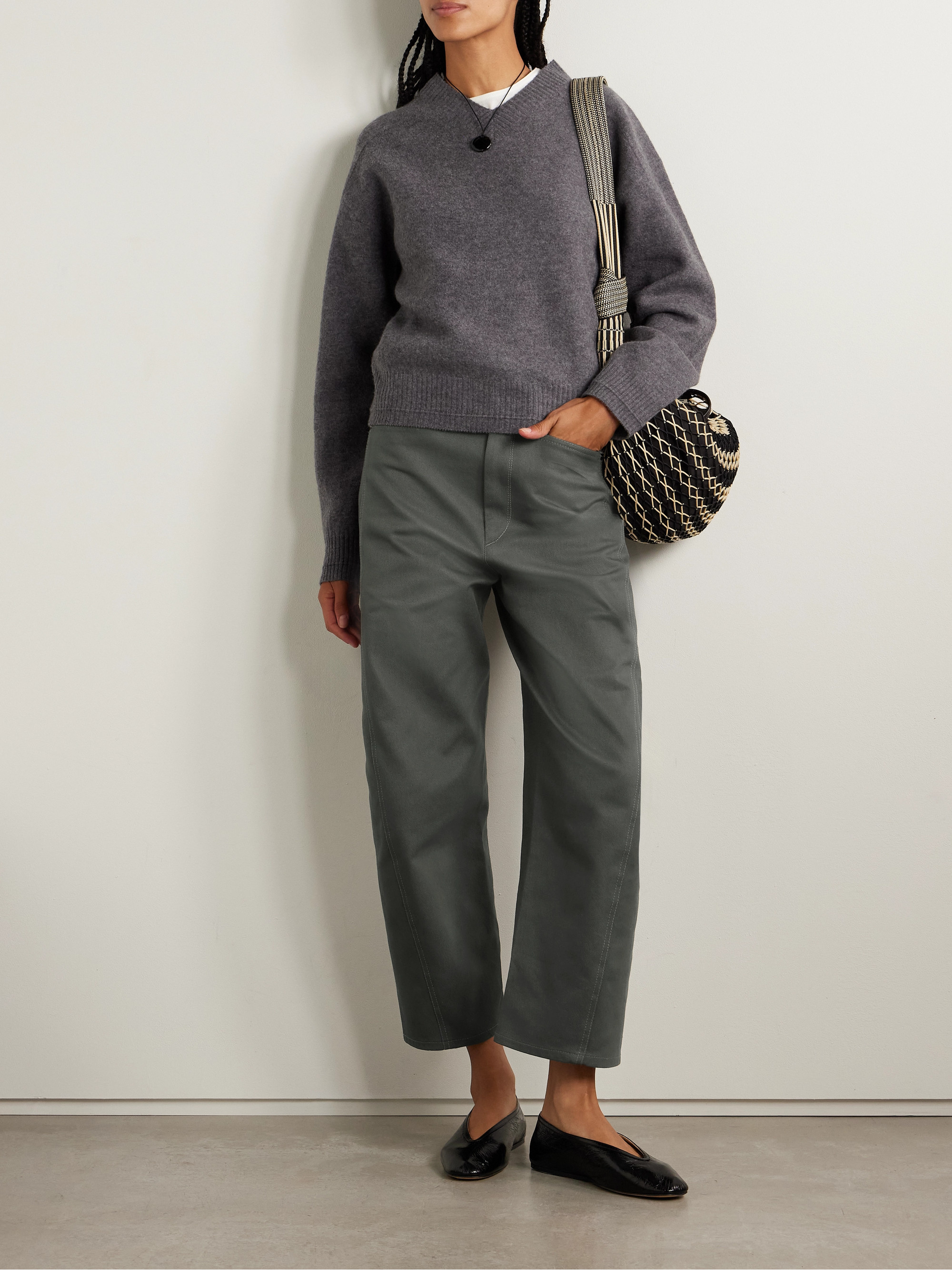 MARIA MCMANUS Bow high-rise barrel-leg organic jeans thumbnail