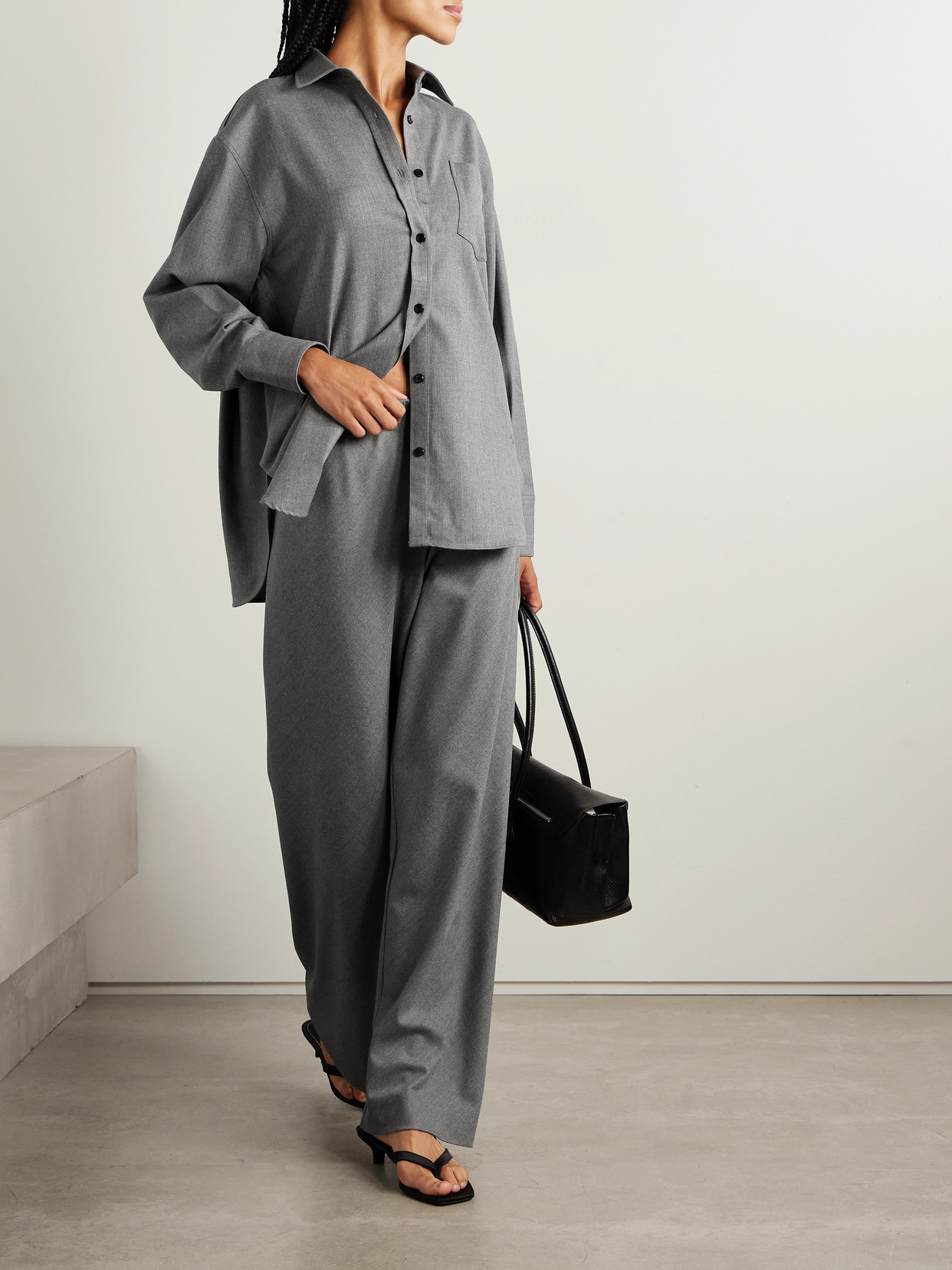 Maria Mcmanus Wool-blend Flannel Shirt In Gray