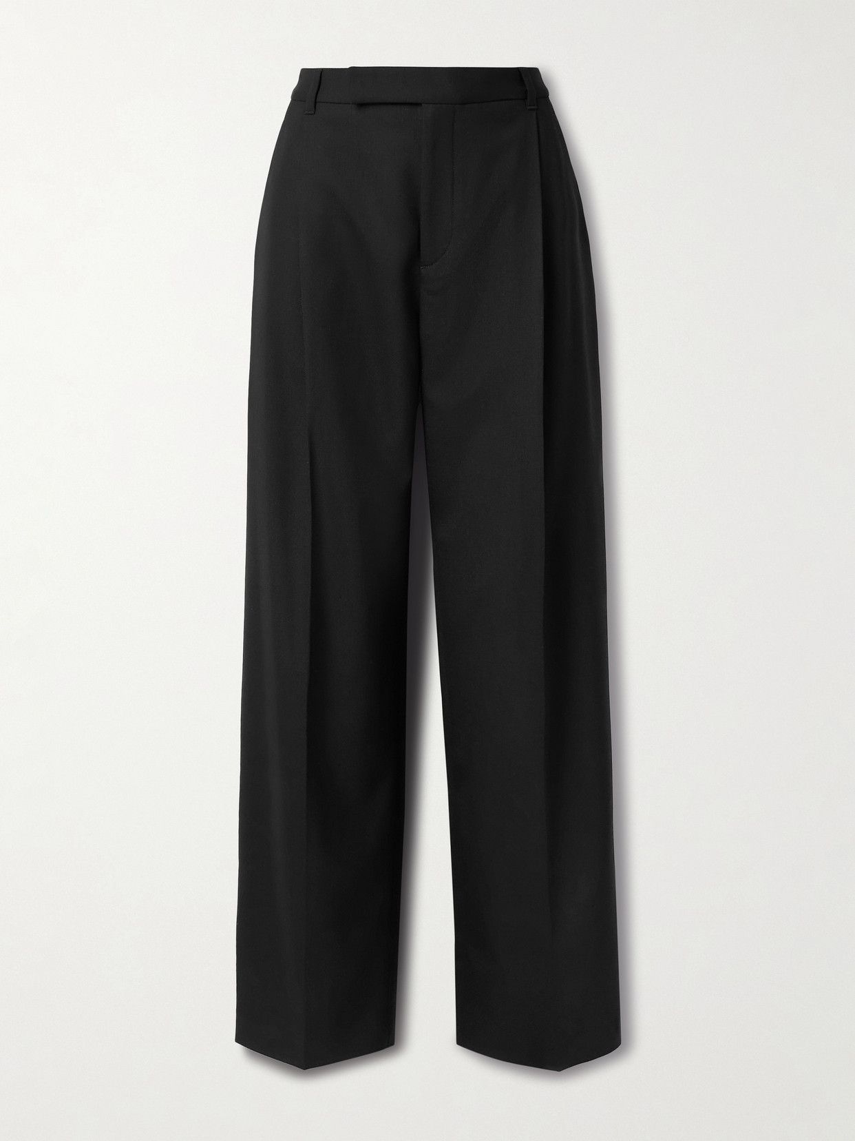 Maria Mcmanus Pleated Wool-blend Straight-leg Pants In Black