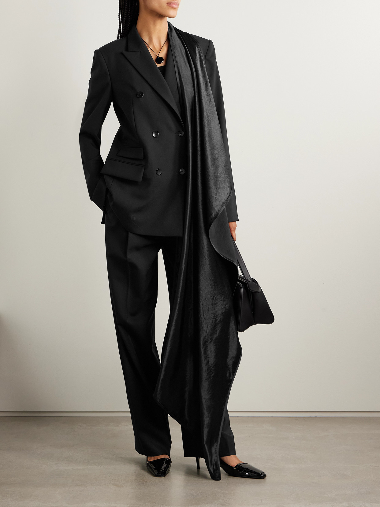 Maria Mcmanus Pleated Wool-blend Straight-leg Pants In Black