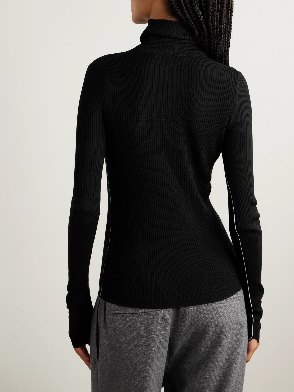 Maria Mcmanus Ribbed Merino Wool Turtleneck Sweater In Black