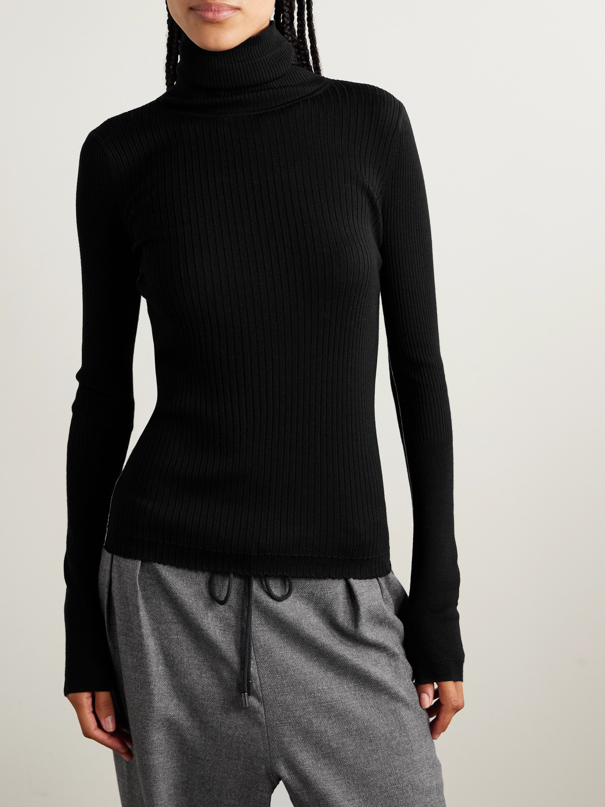 Maria Mcmanus Ribbed Merino Wool Turtleneck Sweater In Black