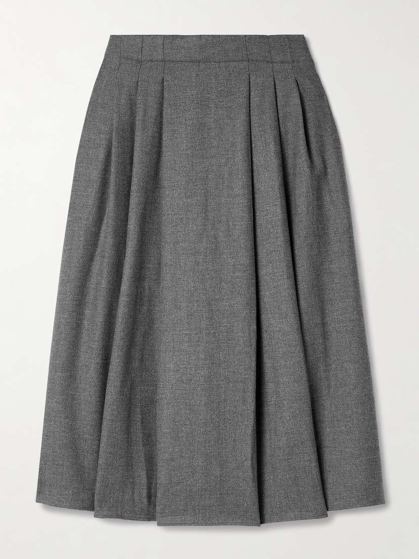 Maria McManus Pleated Stretch-wool And Cashmere-blend Tweed Midi Skirt