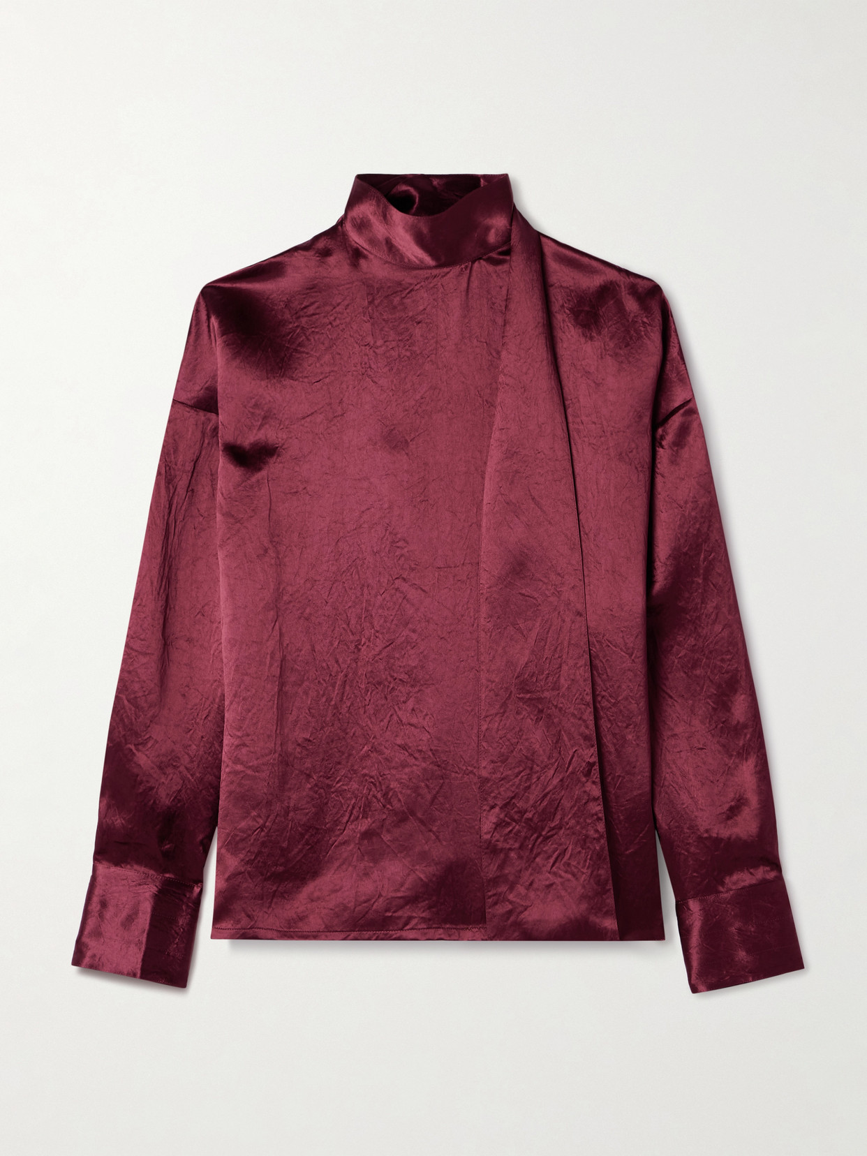 Maria Mcmanus Scarf-detailed Crinkled-satin Blouse In Red