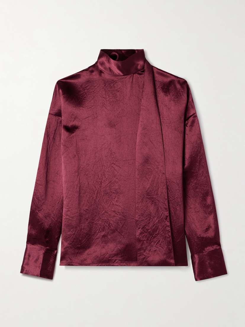Maria McManus Scarf-detailed Crinkled-satin Blouse