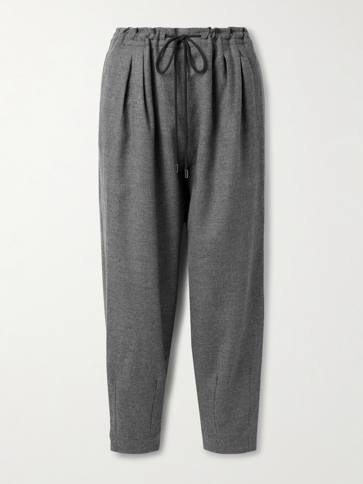 Maria Mcmanus Pleated Stretch-wool And Cashmere-blend Tweed Tapered Pants In Gray