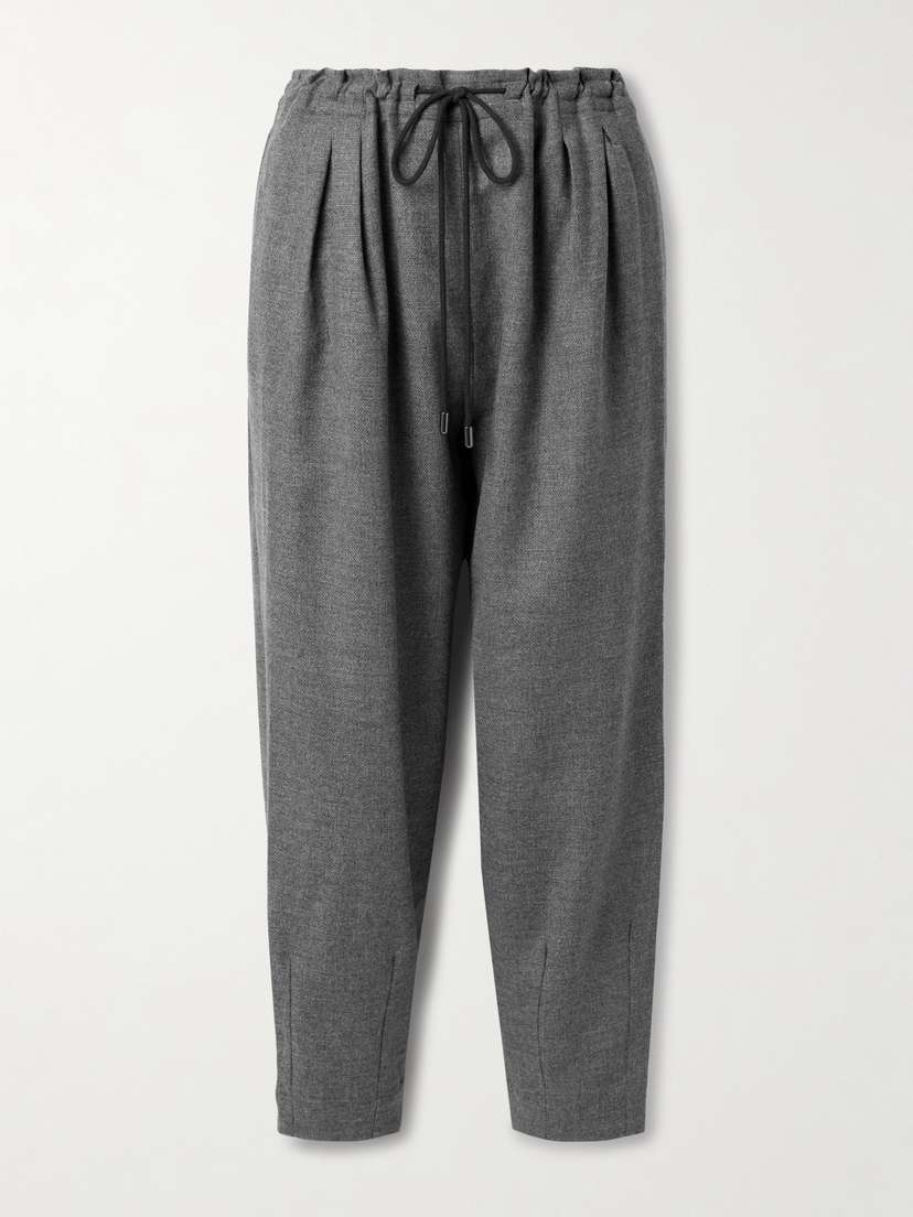 Maria McManus Pleated Stretch-wool And Cashmere-blend Tweed Tapered Pants