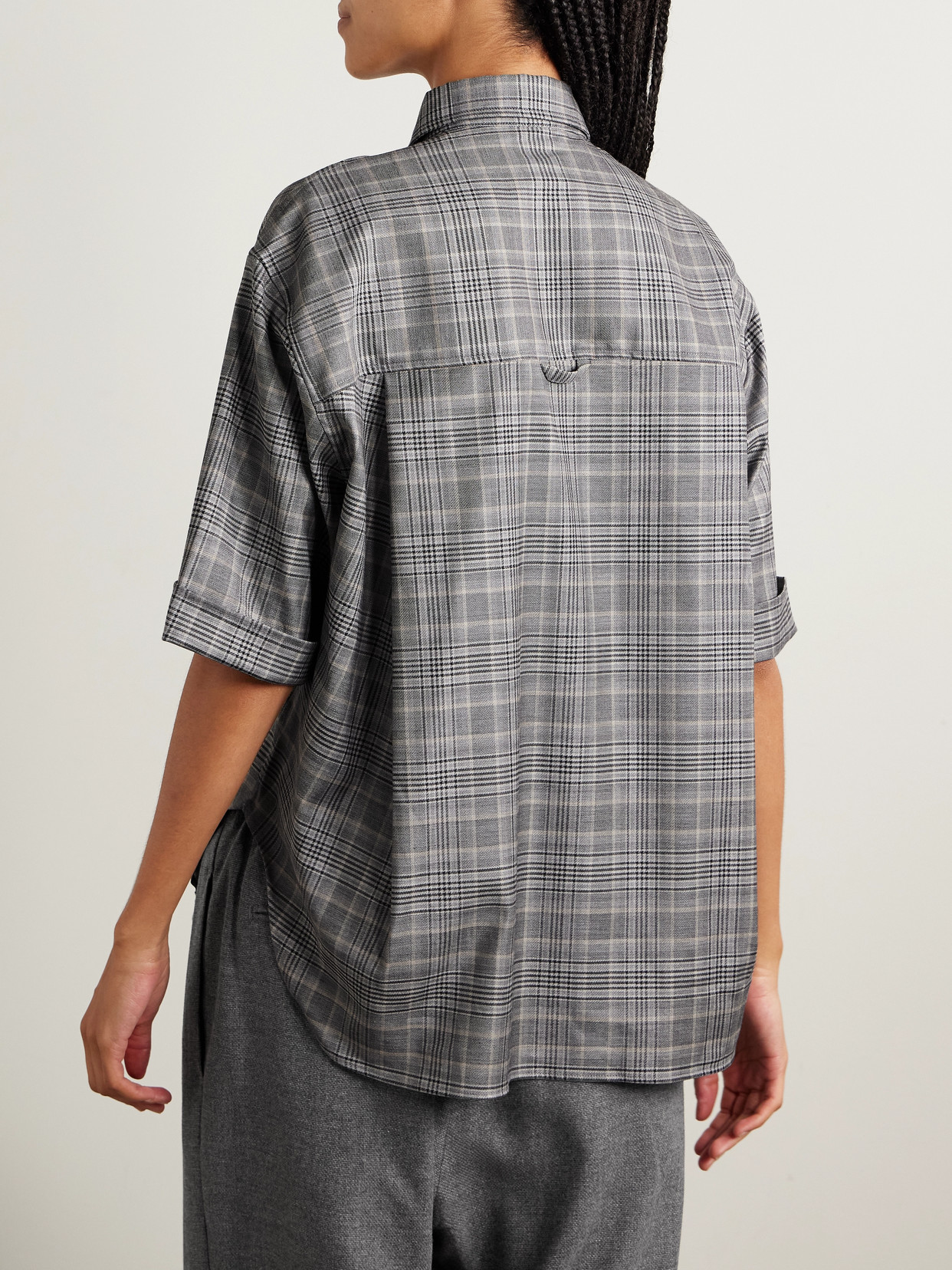 Maria Mcmanus Oversized Checked Wool-blend Shirt In Gray