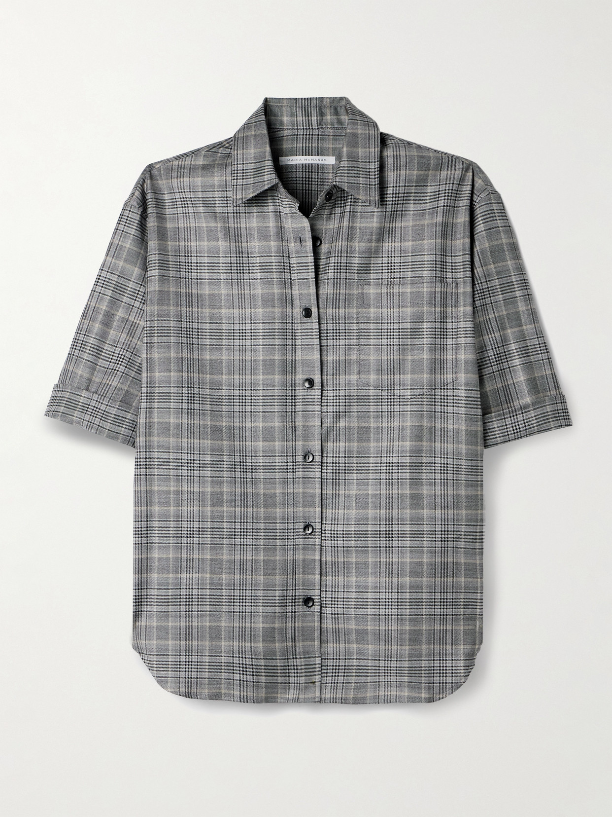 Maria Mcmanus Oversized Checked Wool-blend Shirt In Gray
