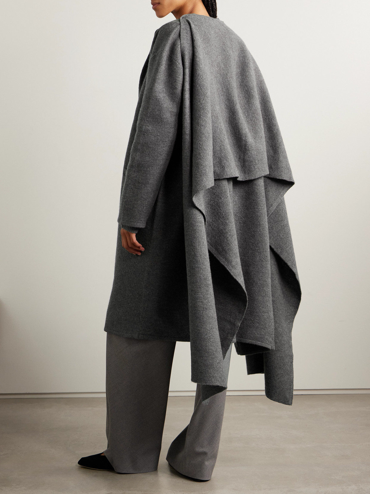 Maria Mcmanus Scarf-detailed Merino Wool-felt Coat In Gray