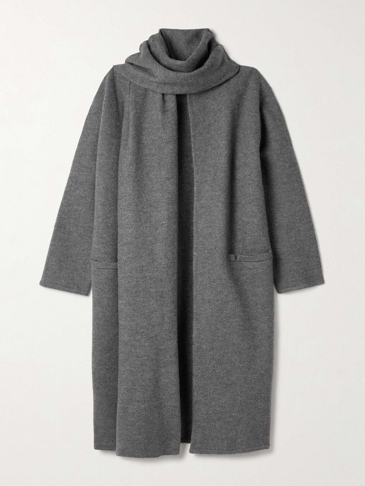 Maria Mcmanus Scarf-detailed Merino Wool-felt Coat In Gray