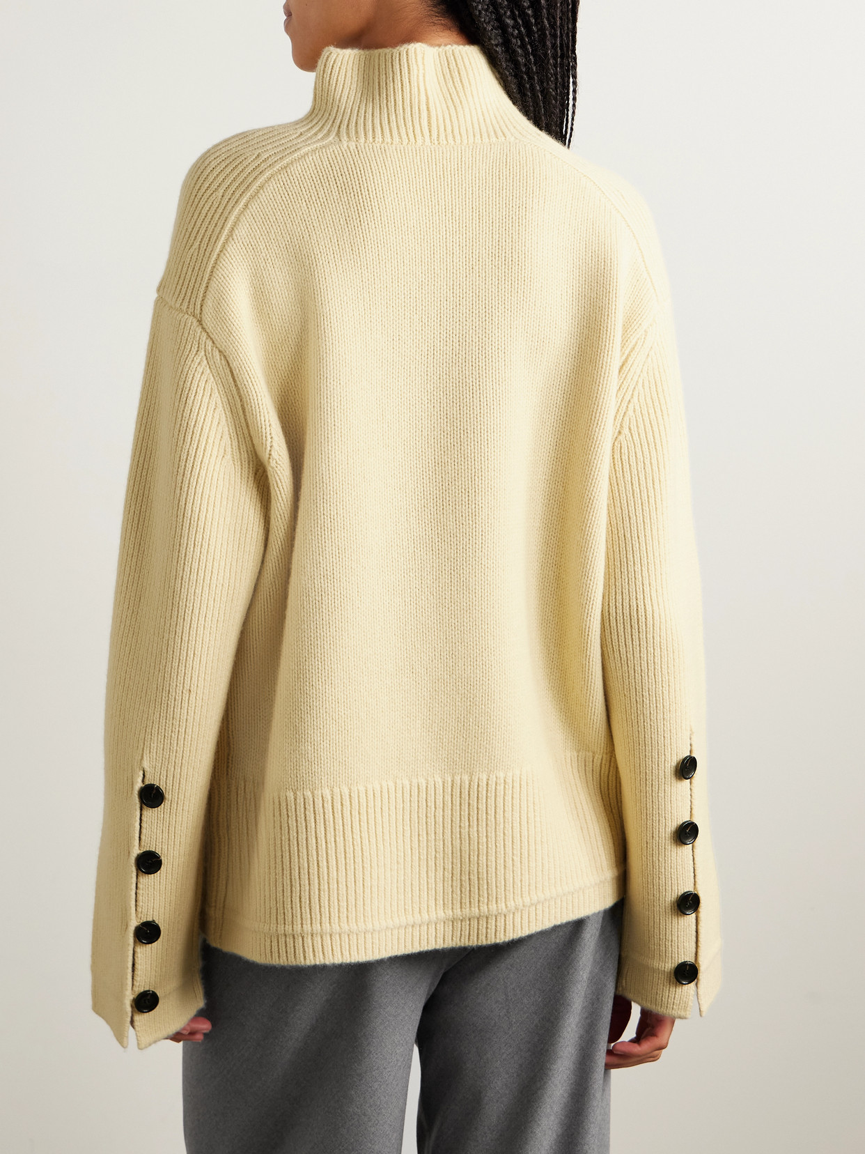 Maria Mcmanus Ribbed Wool And Cashmere-blend Turtleneck Sweater In Yellow
