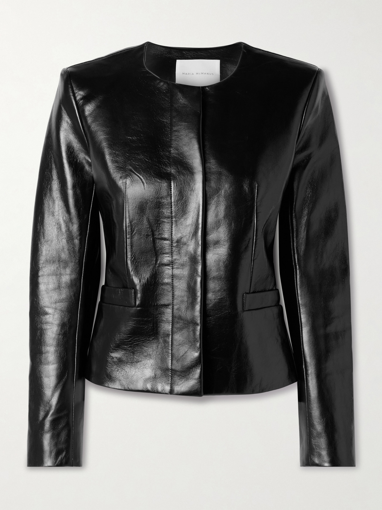 Maria Mcmanus Crinkled-leather Jacket In Black