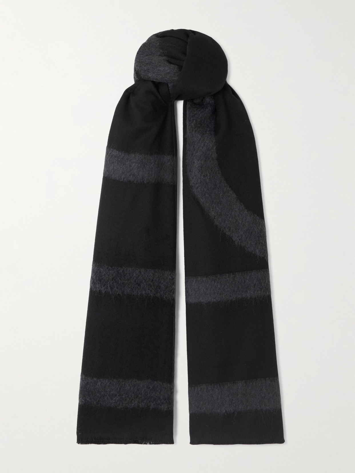 Totême Intarsia-knit Wool-blend Scarf In Black