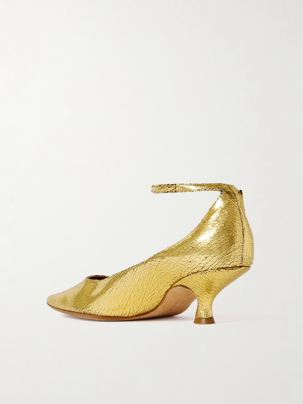 Calvin Klein Collection Anna Metallic Cracked-leather Pumps In Gold