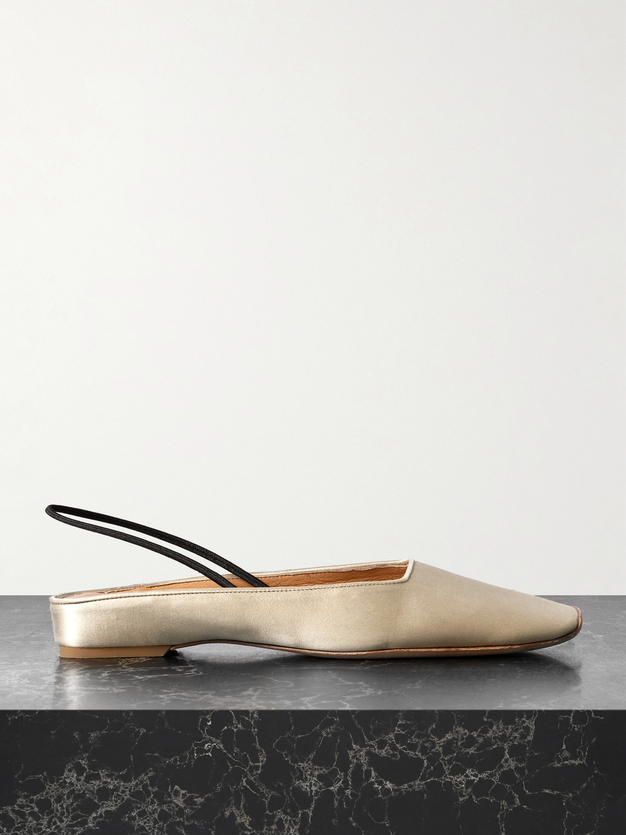 Calvin Klein Collection Kate Satin Slingback Flats In White