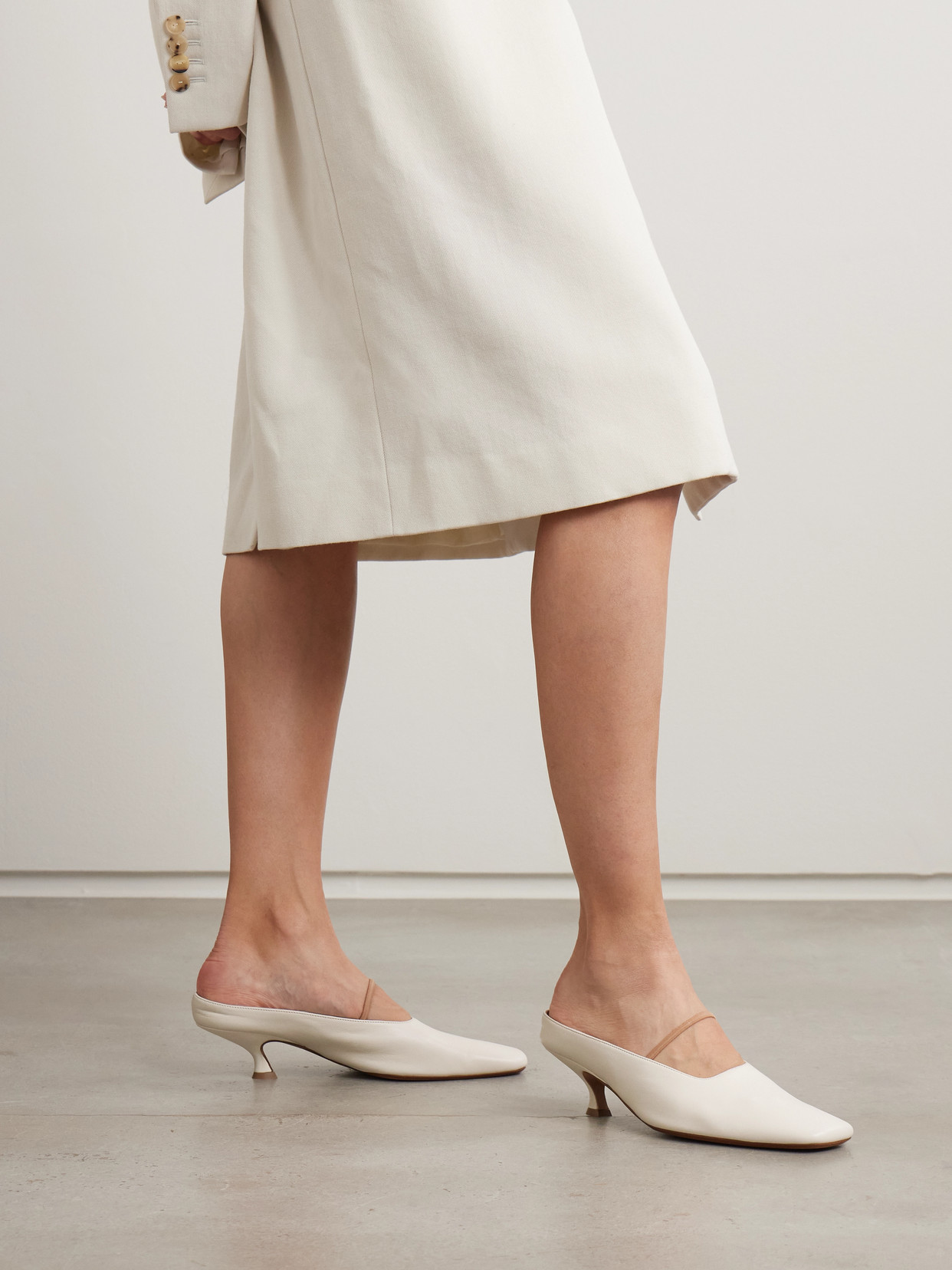 Calvin Klein Collection Anna Convertible Leather Mules In White