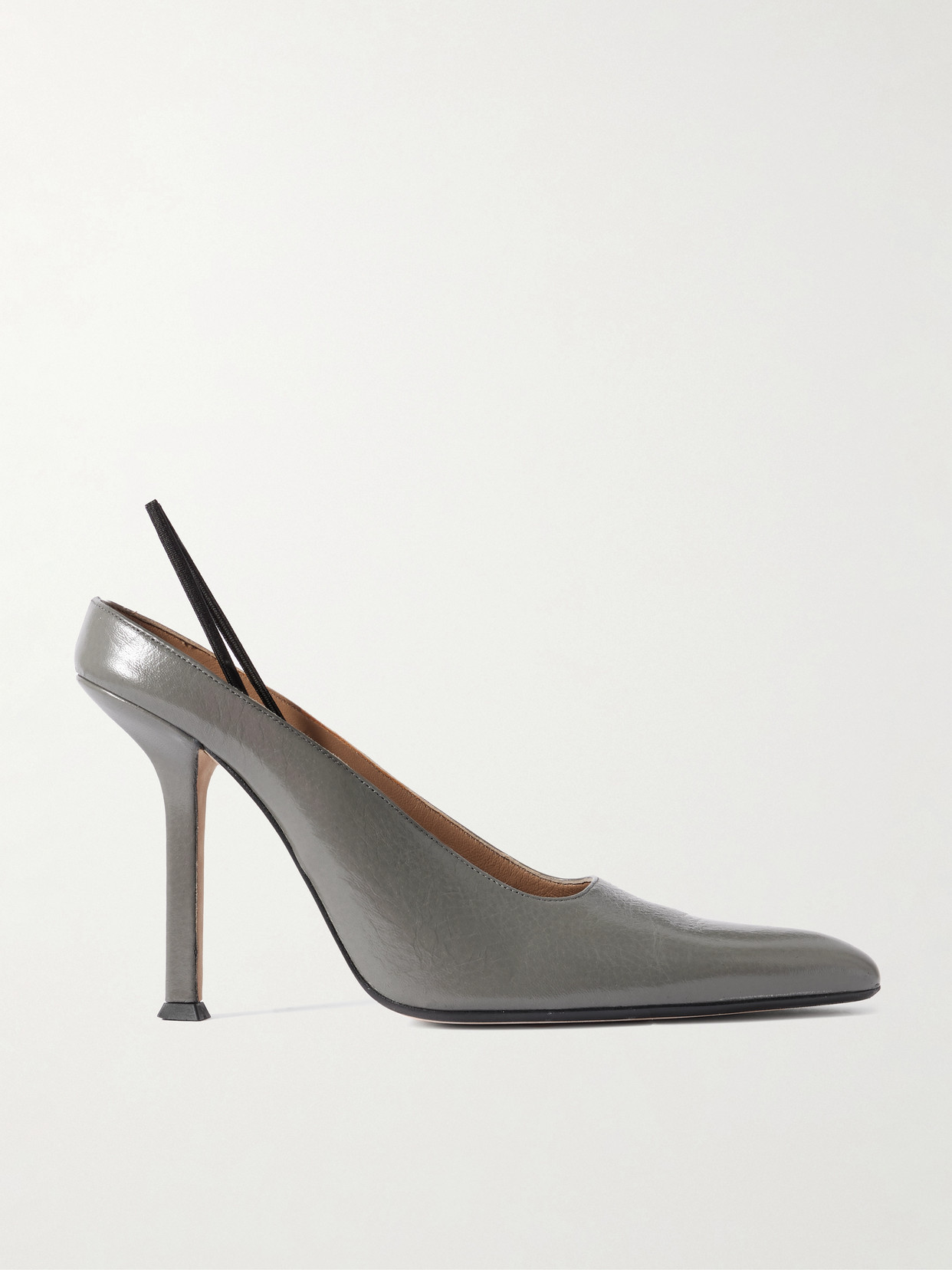 Calvin Klein Collection Suki Convertible Crinkled-leather Pumps In Gray