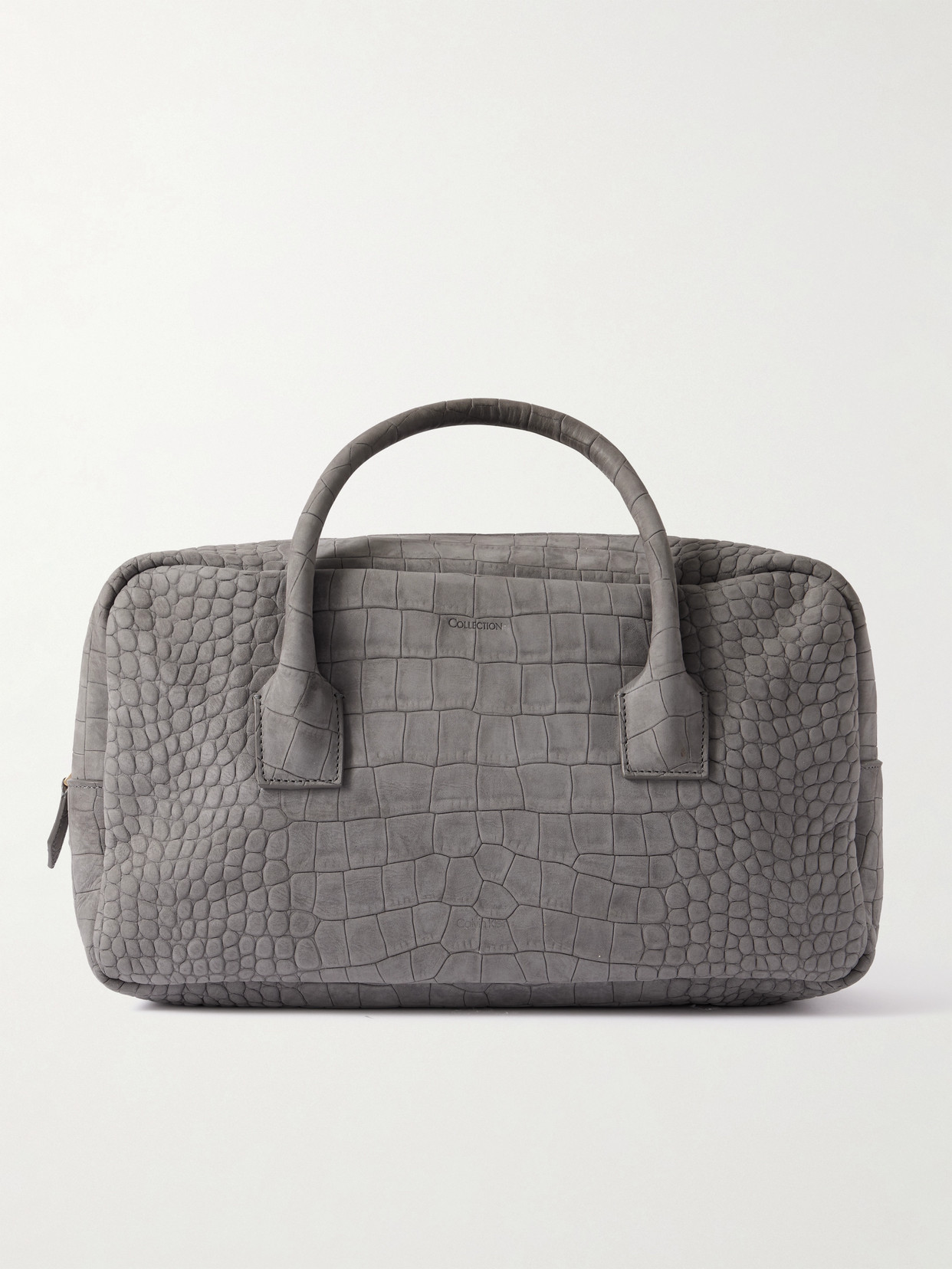 Calvin Klein Collection America Duffle Medium Croc-effect Suede Tote In Gray