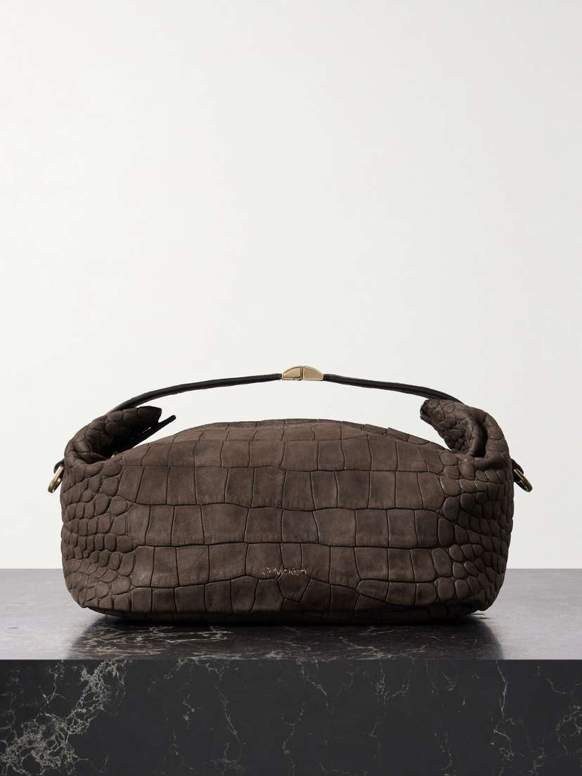 Calvin Klein Collection Andy Small Croc-effect Suede Clutch