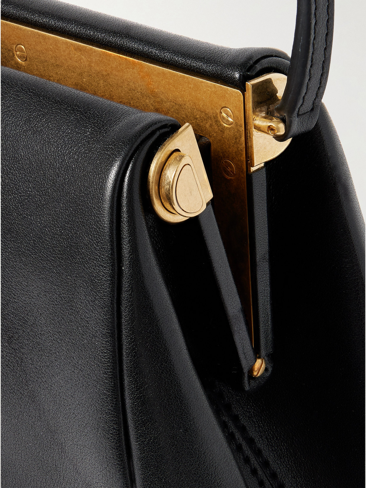 Calvin Klein Collection Tina Leather Shoulder Bag In Black