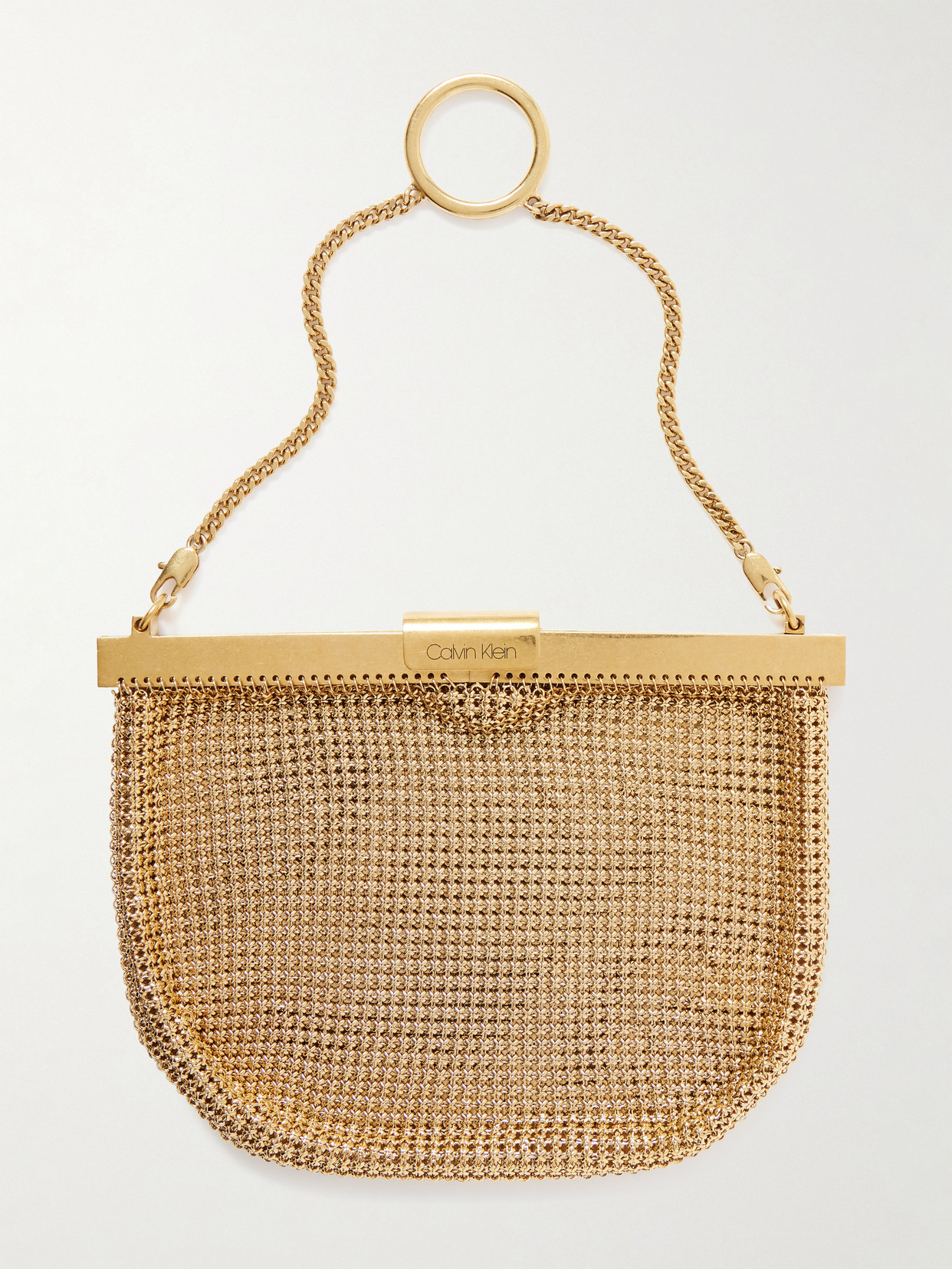 Calvin Klein Collection 54 Chainmail Clutch In Gold