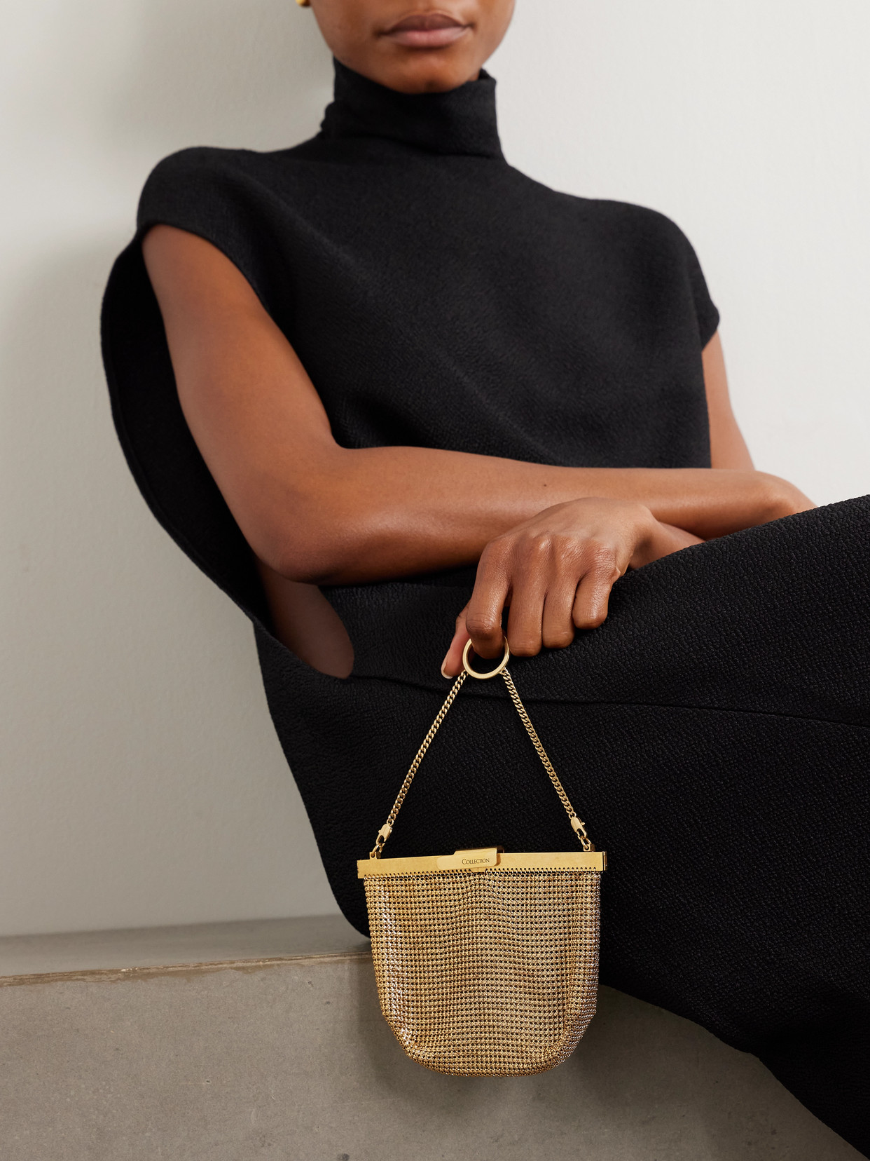 Calvin Klein Collection 54 Chainmail Clutch In Gold