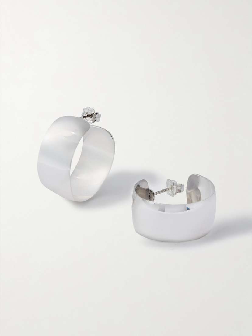 Loren Stewart Midi Dome Sterling Silver Hoop Earrings