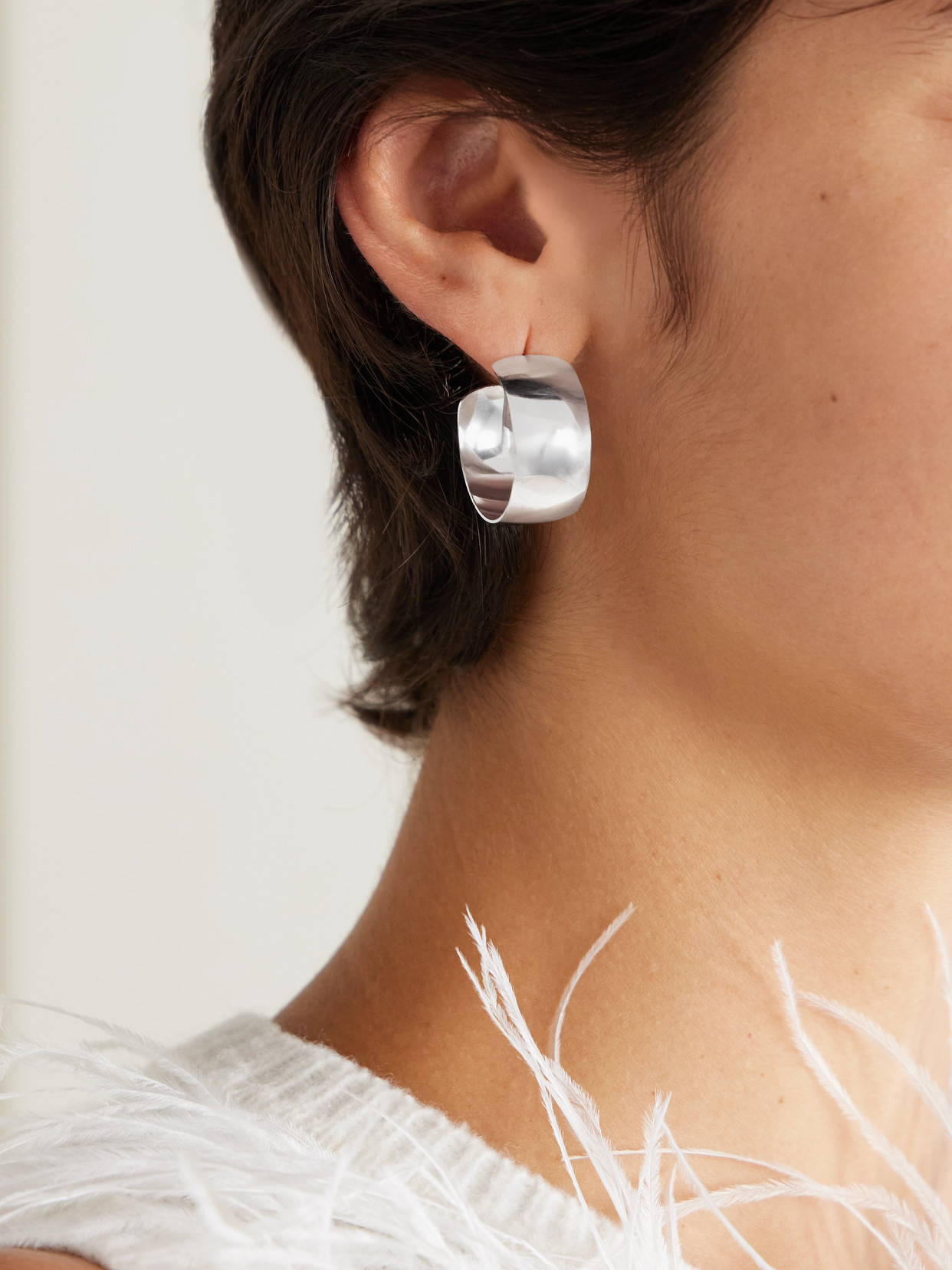 Loren Stewart Midi Dome Sterling Silver Hoop Earrings In Metallic