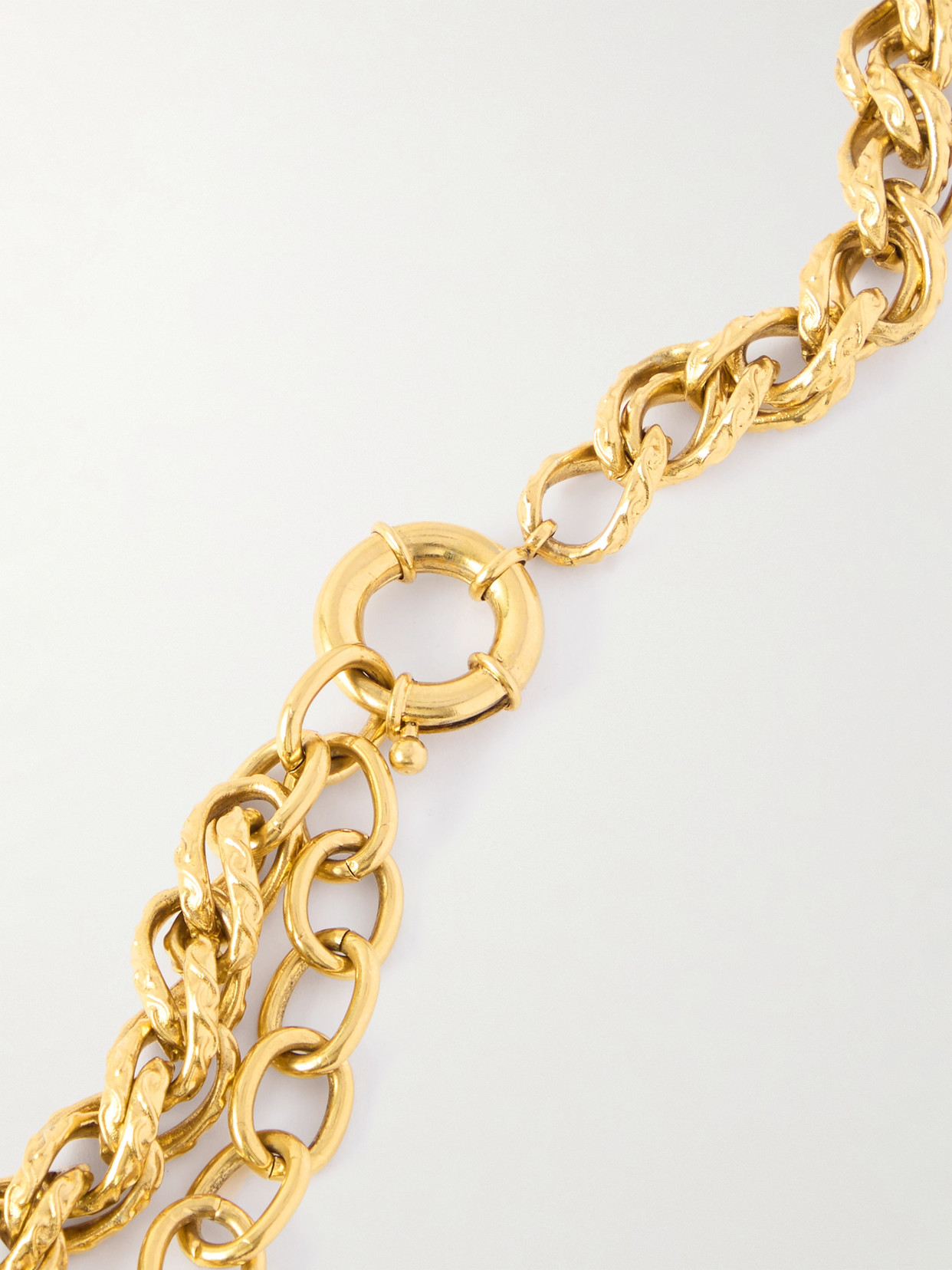 Saint Laurent Hammered Gold-tone Necklace In Gold