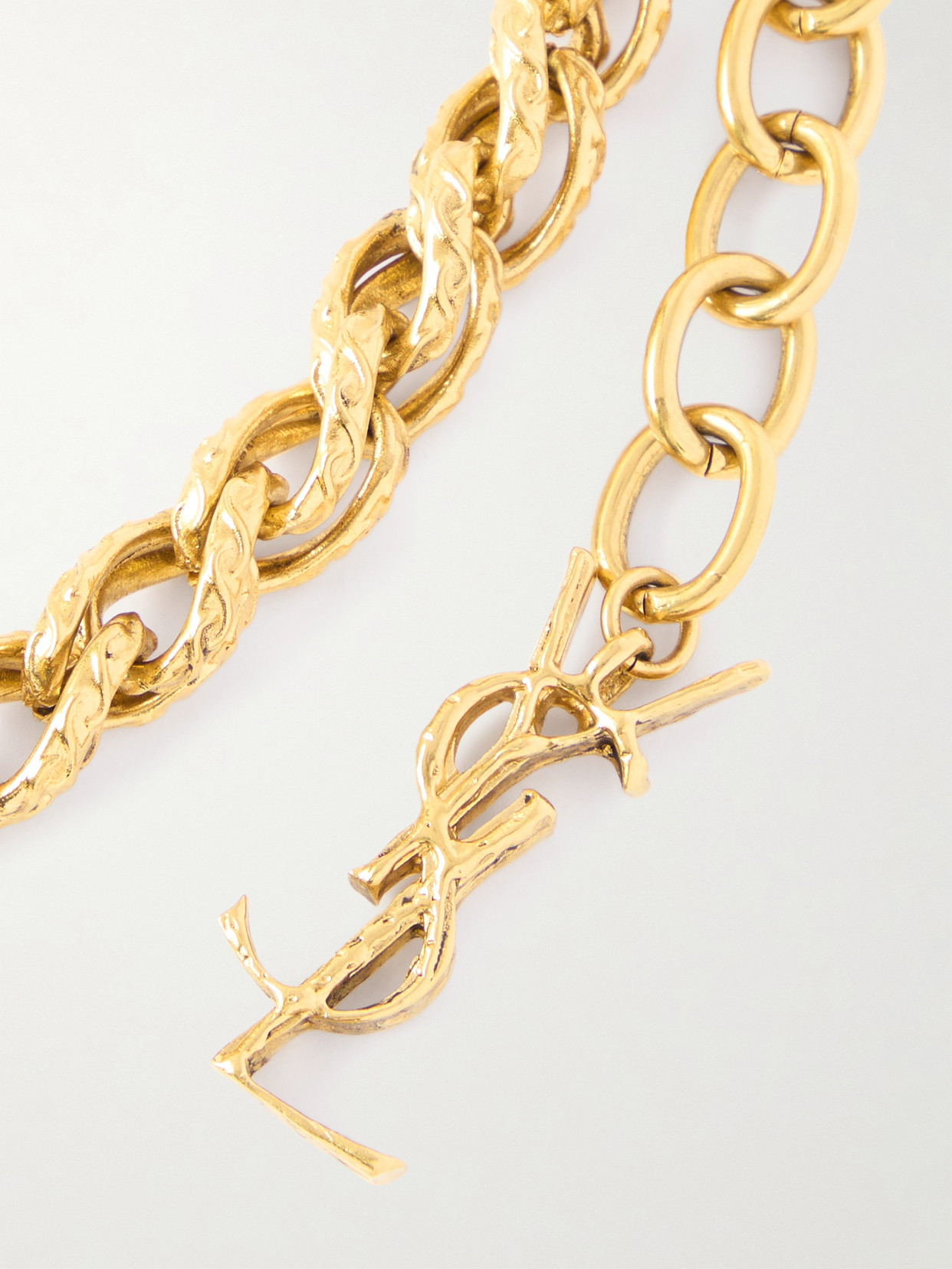 Saint Laurent Hammered Gold-tone Necklace In Gold