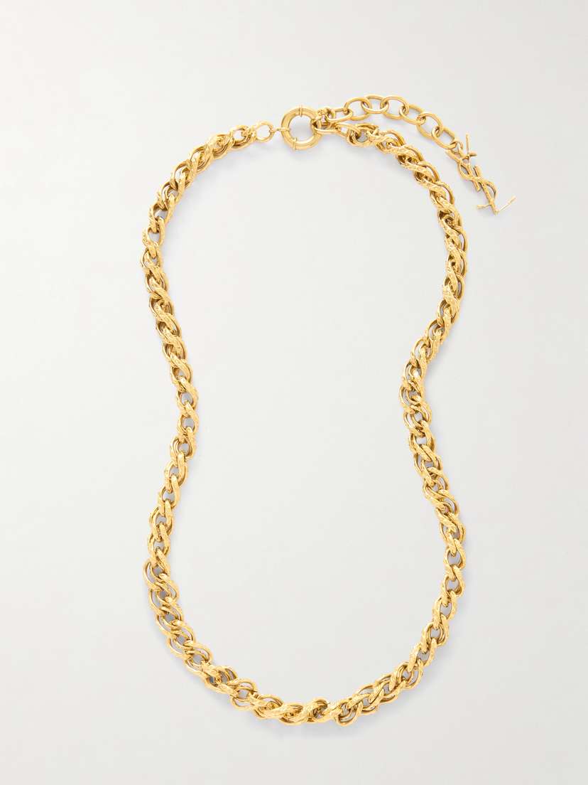 Saint Laurent Hammered Gold-tone Necklace