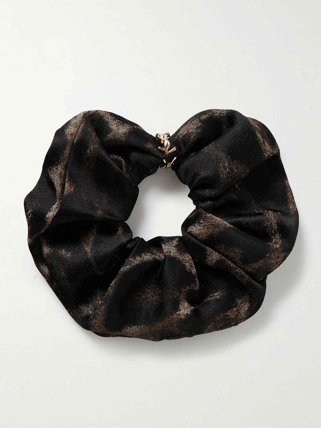 Saint Laurent Embellished Leopard-print Silk And Cashmere-blend Hair Tie In Brown