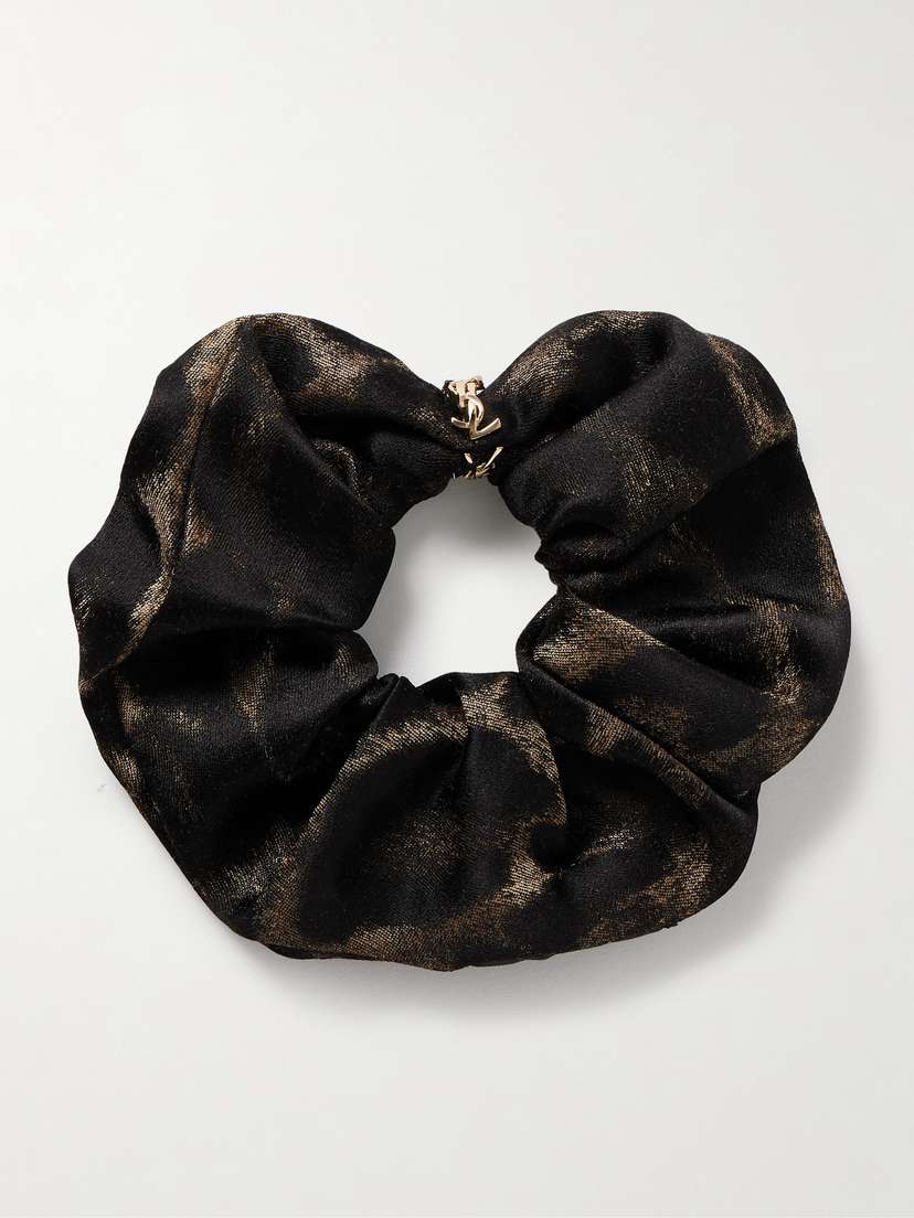 Saint Laurent Embellished Leopard-print Silk And Cashmere-blend Hair Tie