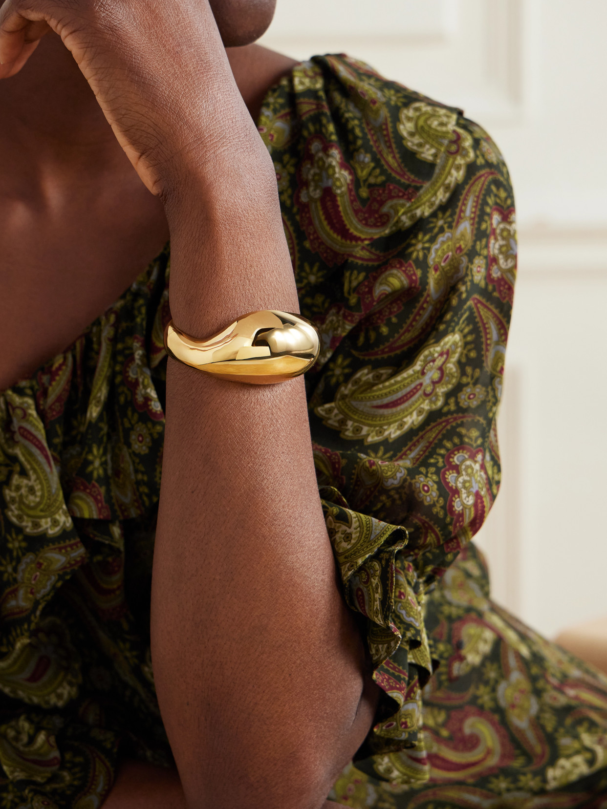 Saint Laurent Brancusi Gold-tone Cuff In Gold