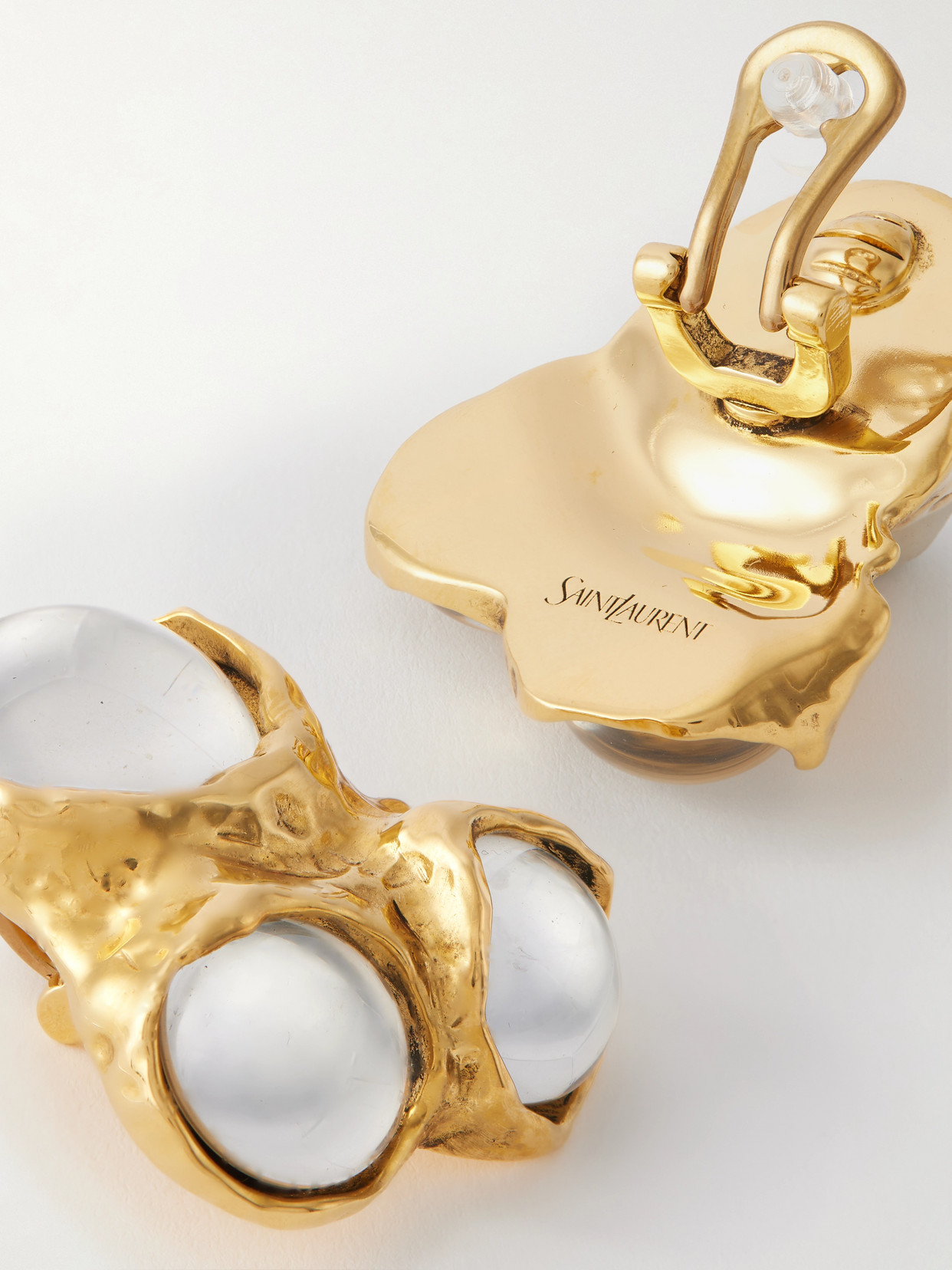 Saint Laurent Gold-tone And Resin Clip Earrings