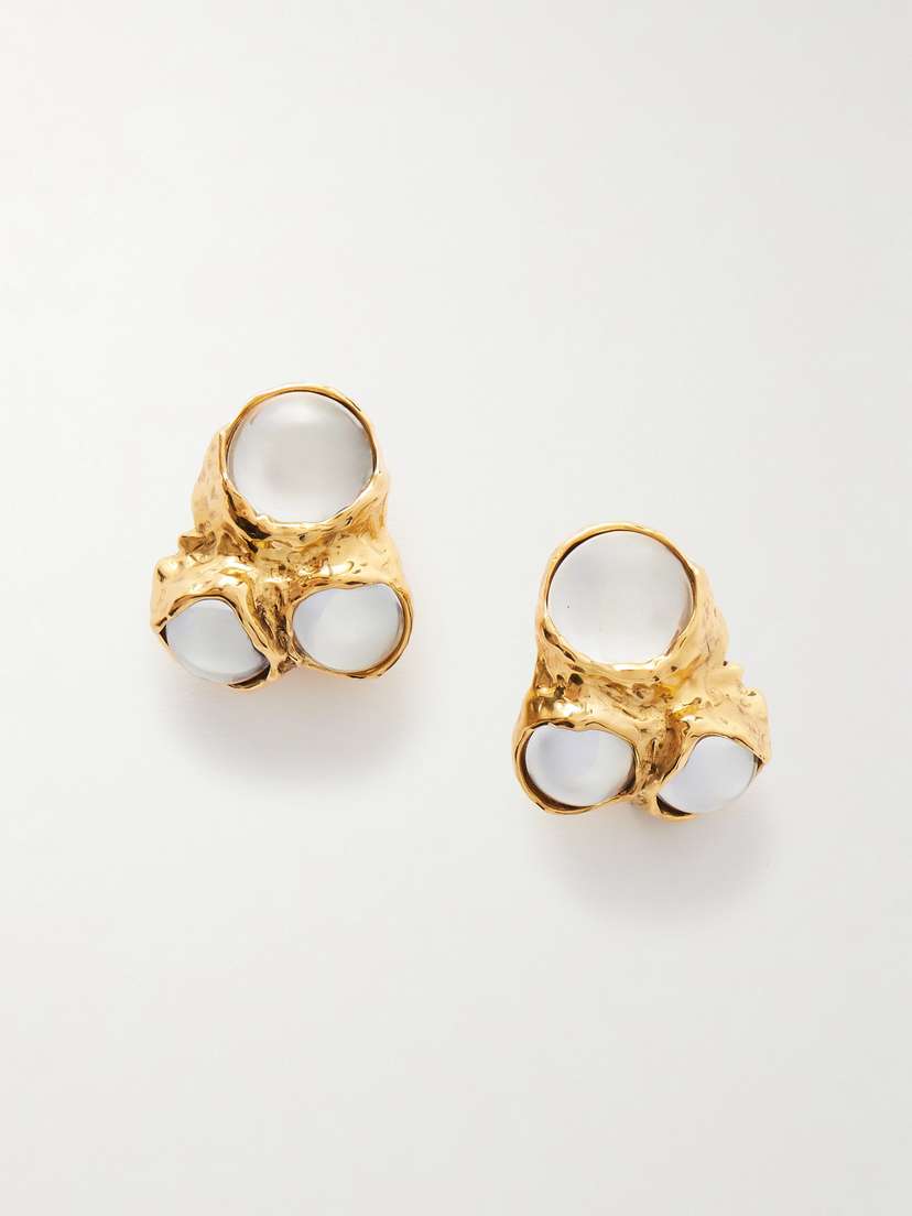 Saint Laurent tone And Resin Clip Earrings