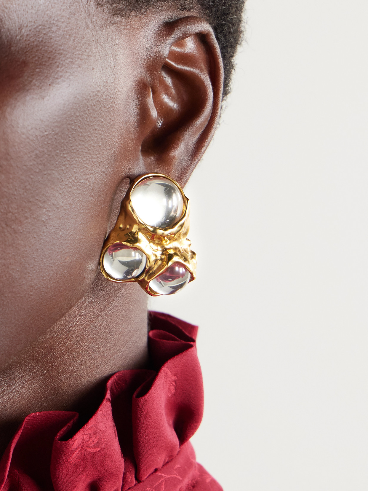 Saint Laurent Gold-tone And Resin Clip Earrings