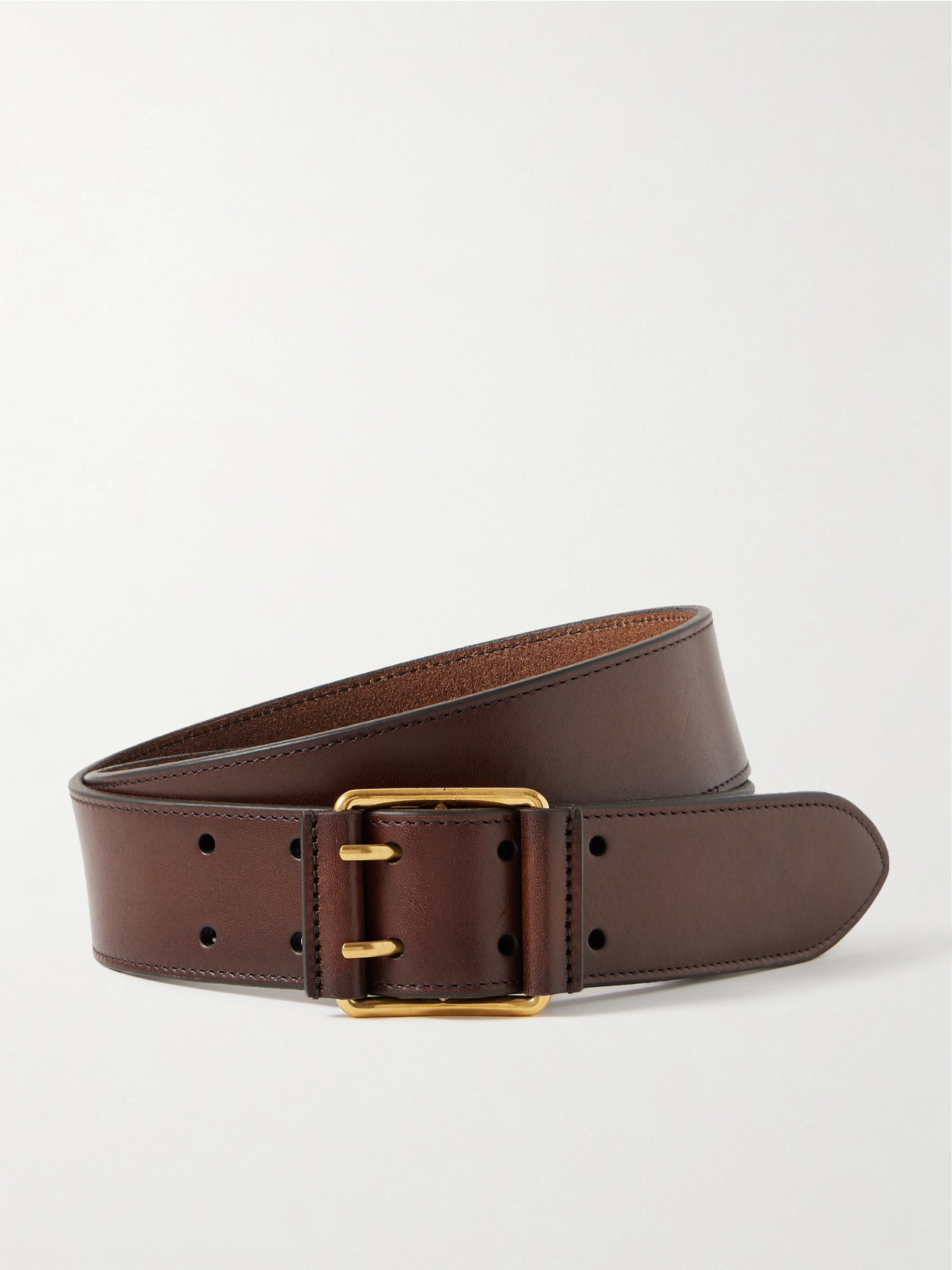 Saint Laurent Motorcycle Leather Belt In Brown
