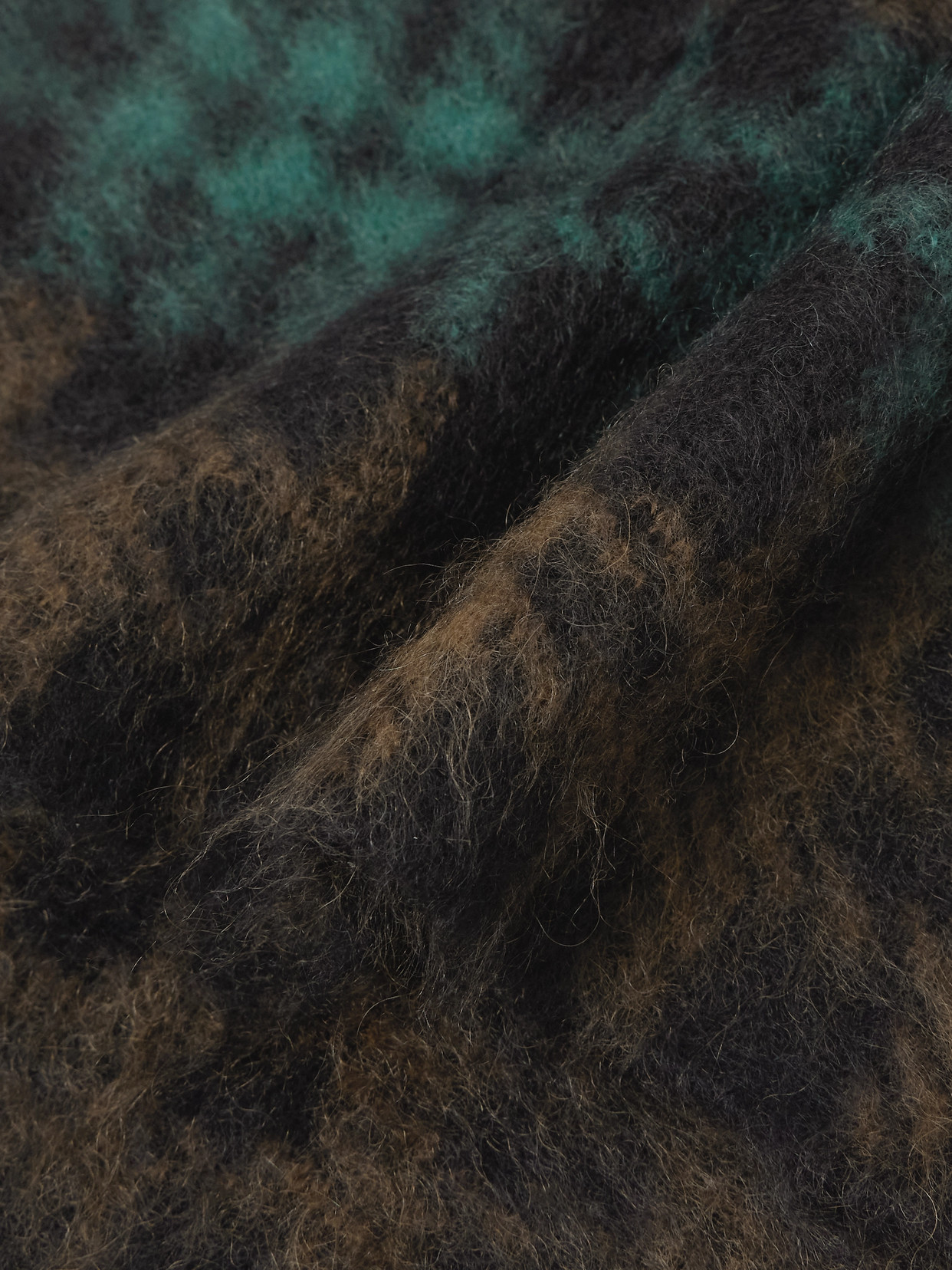 Saint Laurent Checked Mohair-blend Scarf In Brown
